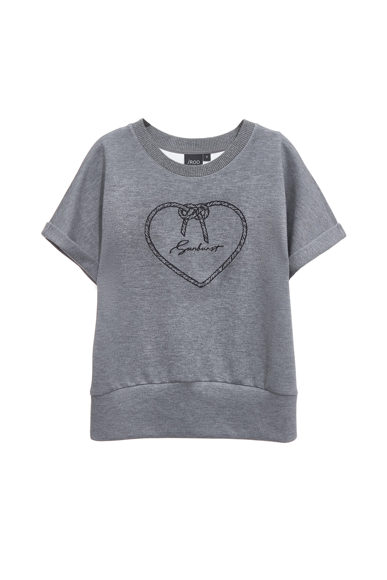 丁香灰繩索愛心繡花T丁香灰繩索愛心繡花T,T-Shirt,上衣,春夏穿搭,繡花