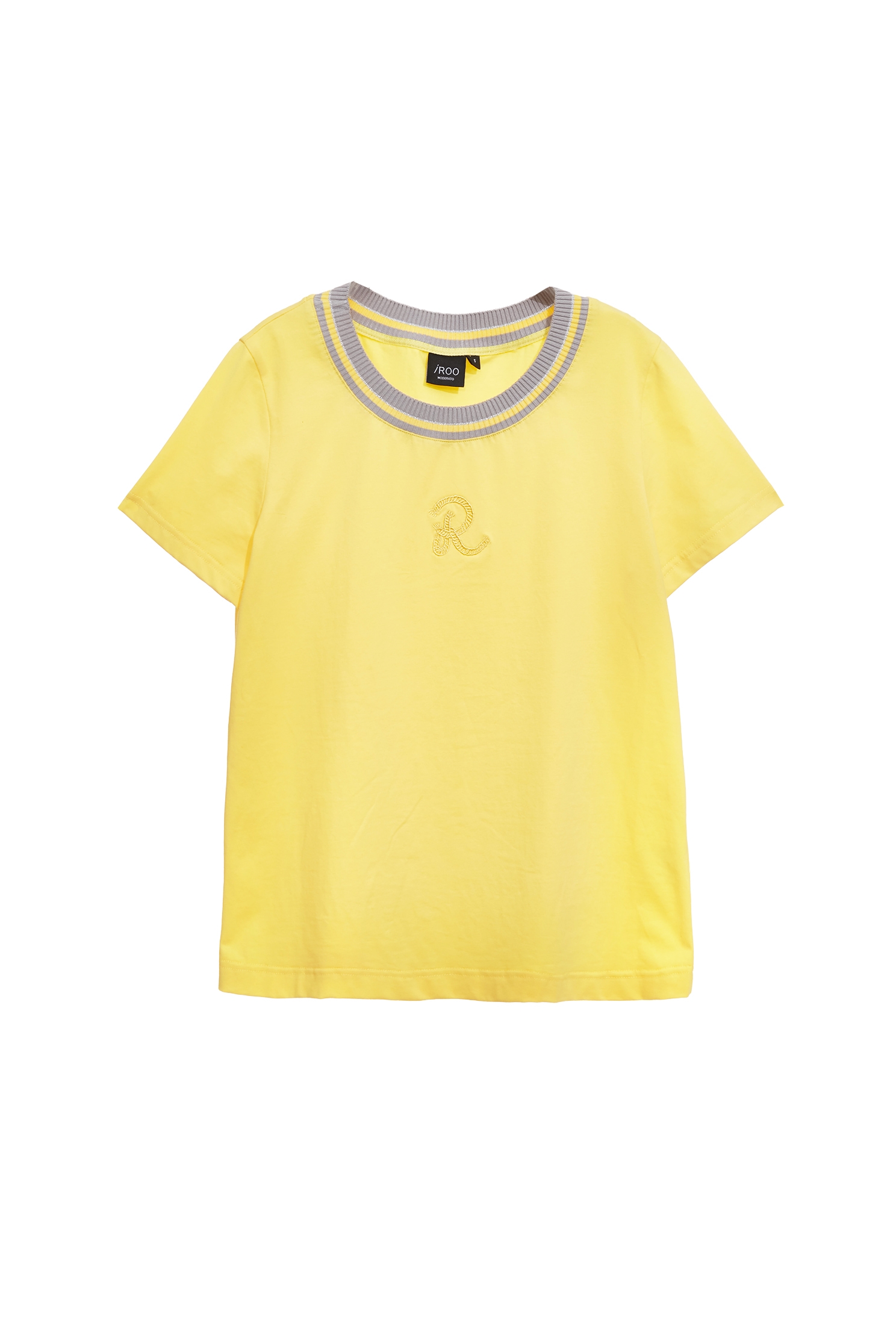撞色羅紋領陽光黃T撞色羅紋領陽光黃T,T-Shirt,春夏穿搭,純棉,繡花,輕奢度假