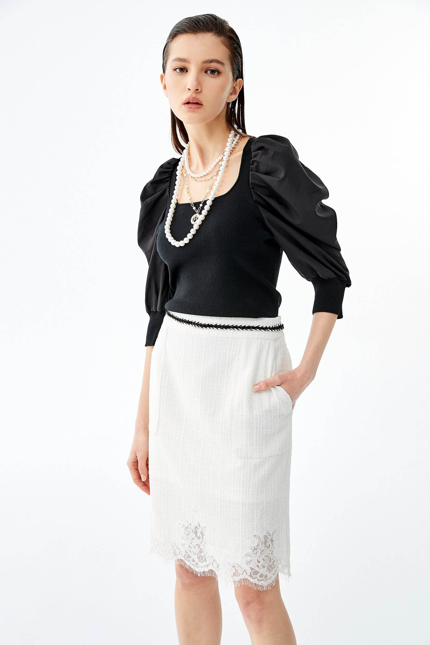 燈籠袖針織上衣燈籠袖針織上衣,上衣,春夏穿搭,針織,針織衫,黑色上衣