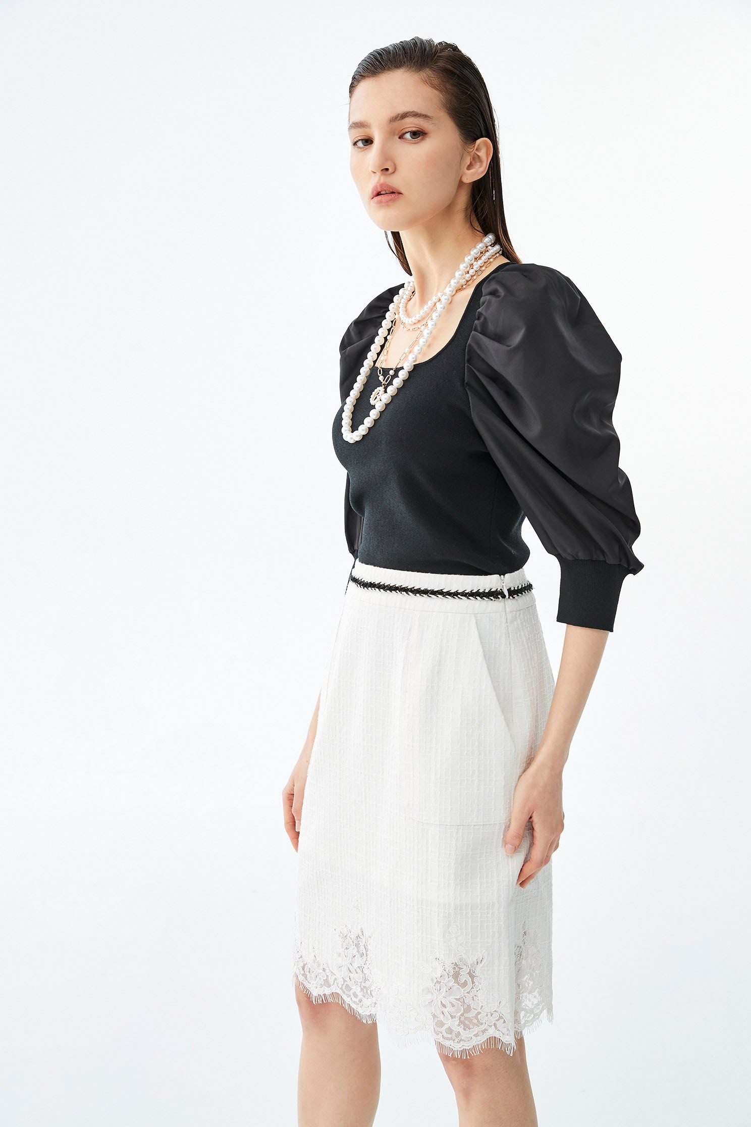 燈籠袖針織上衣燈籠袖針織上衣,上衣,春夏穿搭,針織,針織衫,黑色上衣