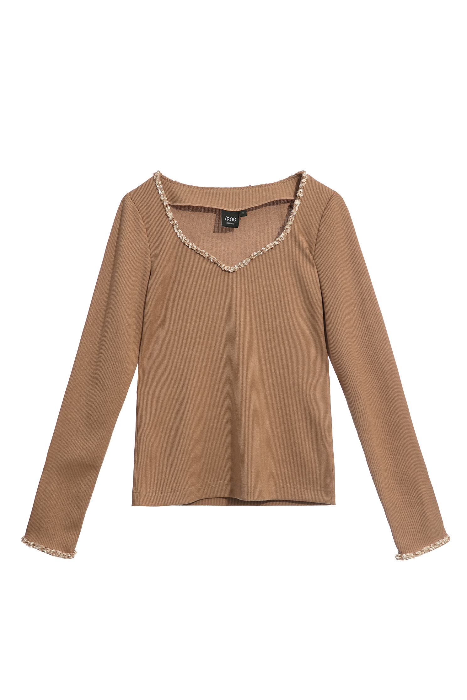 咖色桃心領坑條內搭咖色桃心領坑條內搭,上衣,人氣商品,內搭上衣,秋冬穿搭