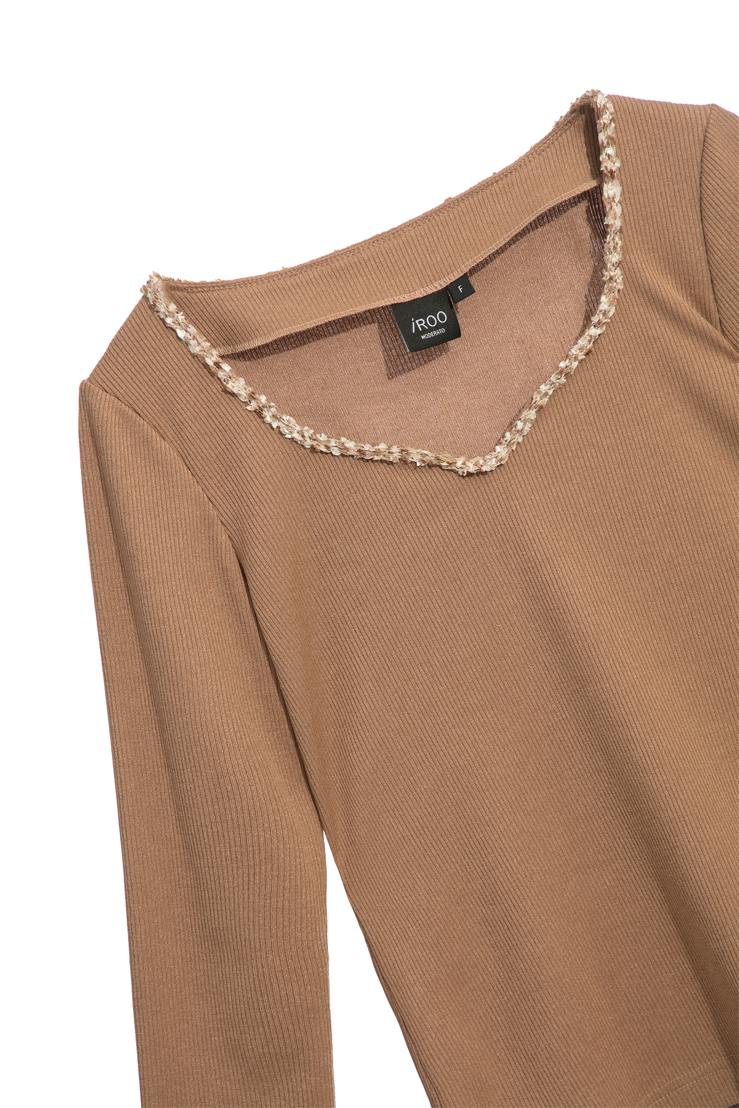 咖色桃心領坑條內搭咖色桃心領坑條內搭,上衣,人氣商品,內搭上衣,秋冬穿搭