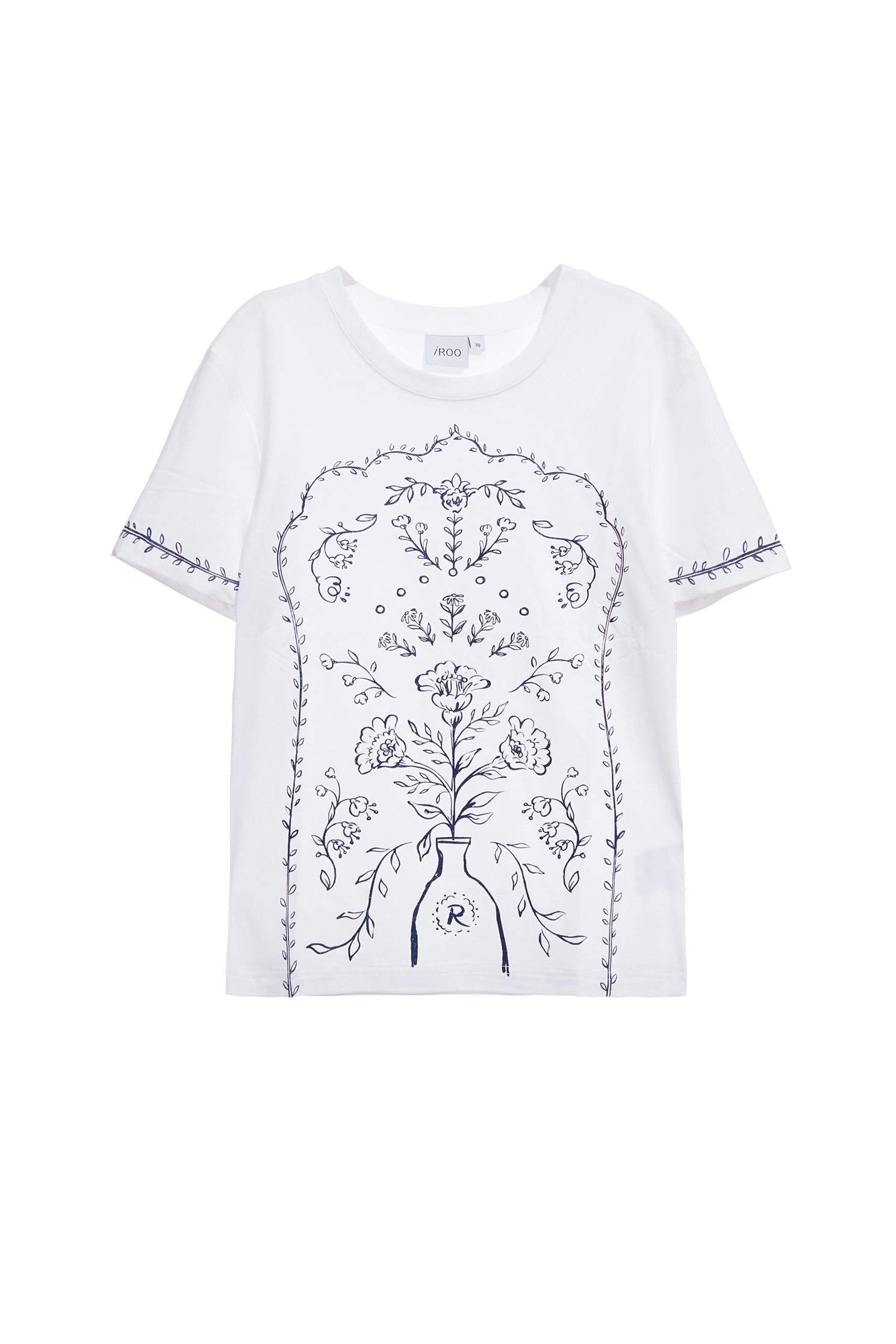 光學白復古壁花刺繡Ｔ恤上衣光學白復古壁花刺繡Ｔ恤上衣,T-Shirt,T恤,上衣,刺繡,秋冬穿搭,約會特輯,純棉