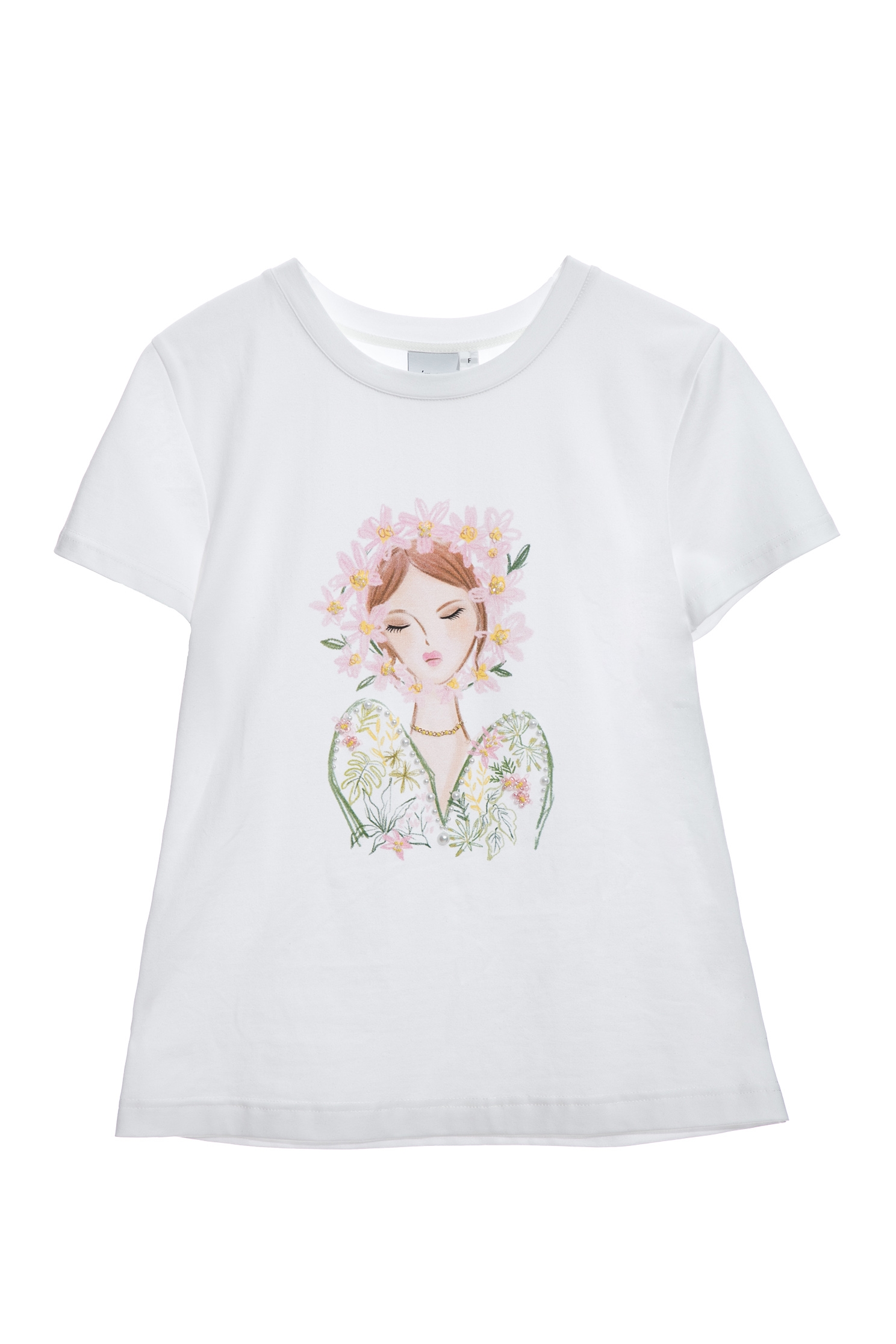 穿花衣服女孩刺繡T恤上衣穿花衣服女孩刺繡T恤上衣,T-Shirt,上衣,刺繡,春夏穿搭,白色上衣,純棉