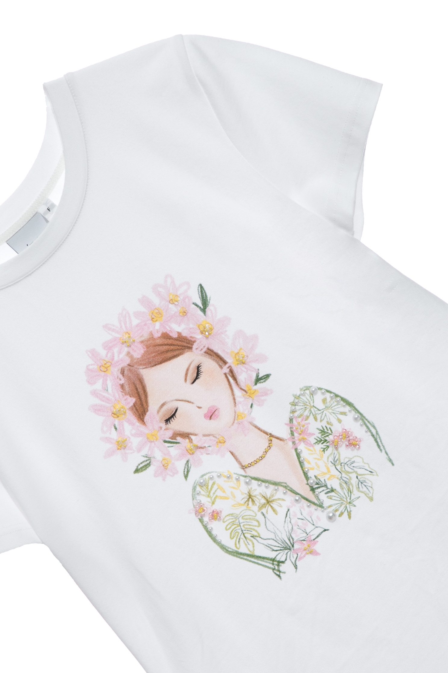 穿花衣服女孩刺繡T恤上衣穿花衣服女孩刺繡T恤上衣,T-Shirt,上衣,刺繡,春夏穿搭,白色上衣,純棉