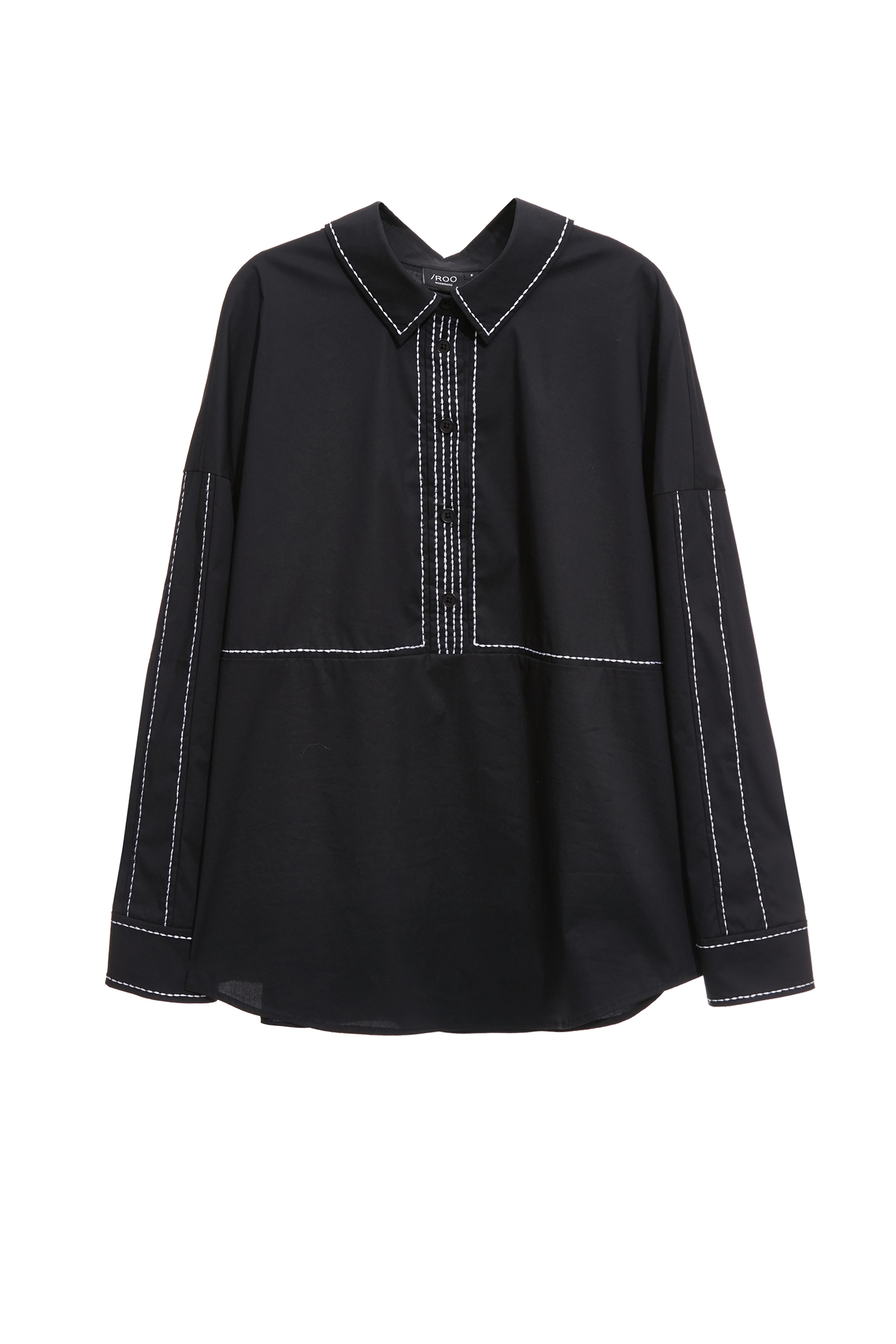 綴裝飾線半襟襯衫綴裝飾線半襟襯衫,上班OL穿搭,上衣,秋冬穿搭,襯衫