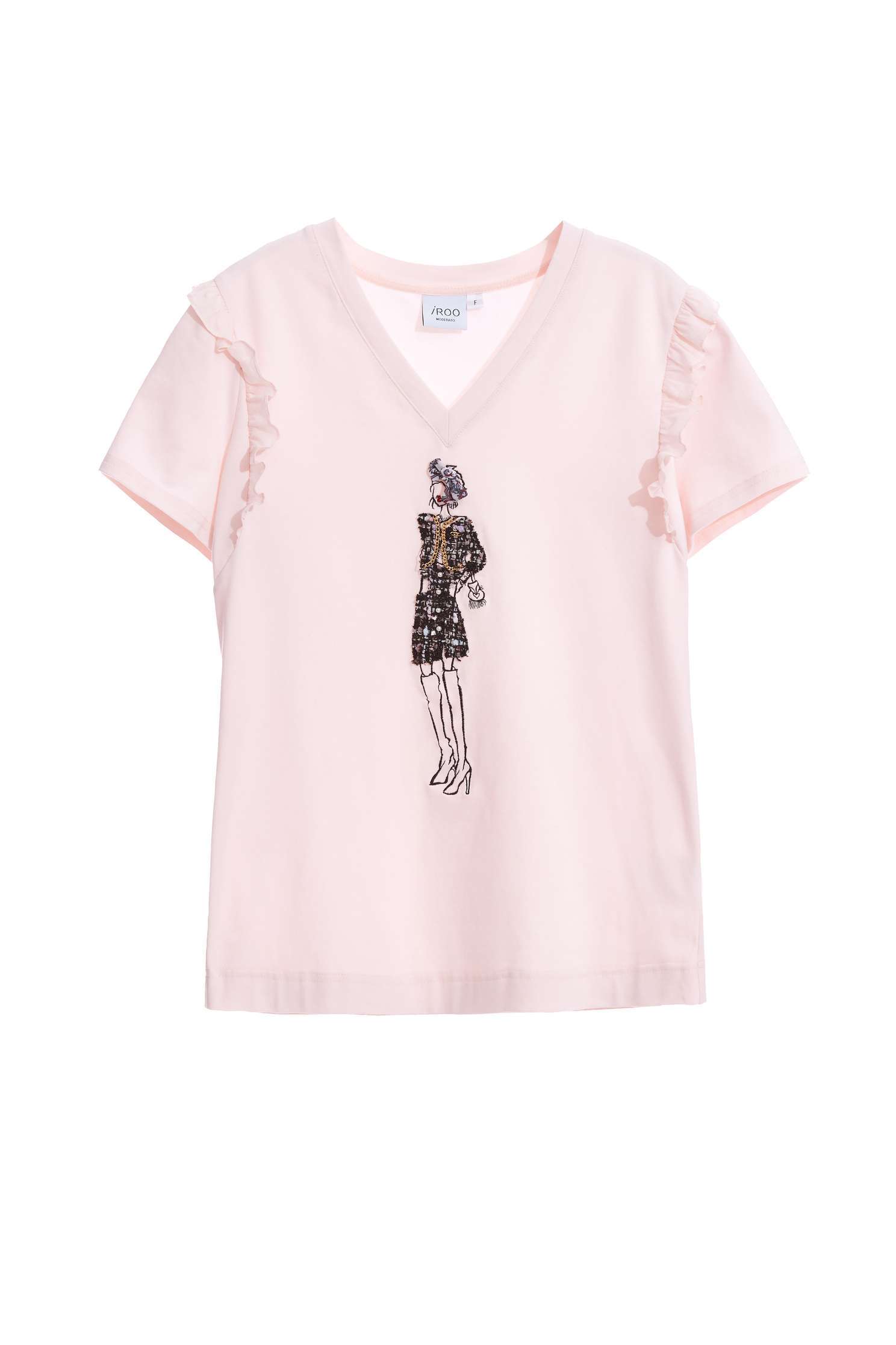 穿著花呢套裝女孩T恤穿著花呢套裝女孩T恤,T-Shirt,V領上衣,上衣,刺繡,秋冬穿搭,舒適主義,荷葉,解封企劃