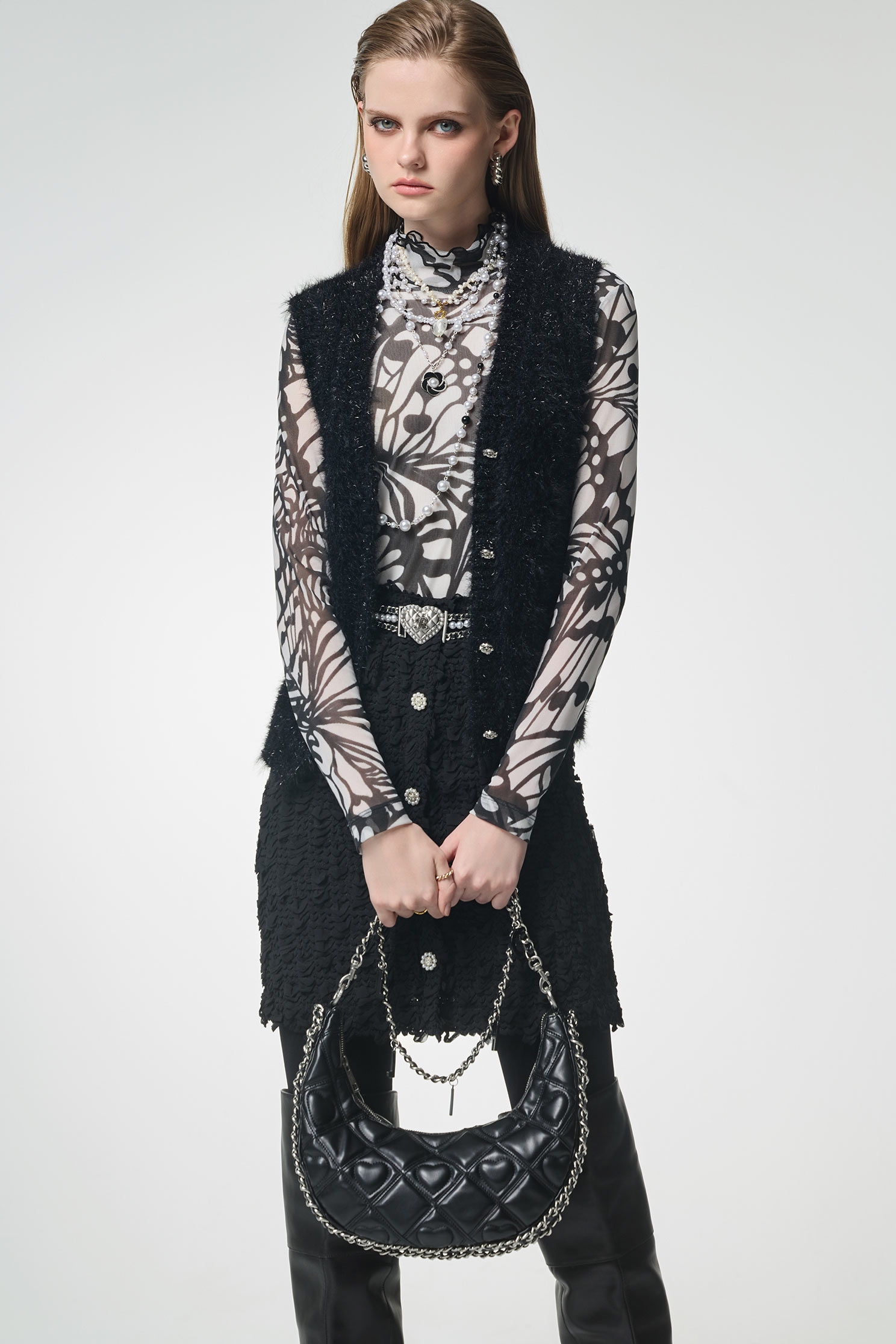 蝴蝶圖騰印花高領上衣蝴蝶圖騰印花高領上衣,上衣,秋冬穿搭