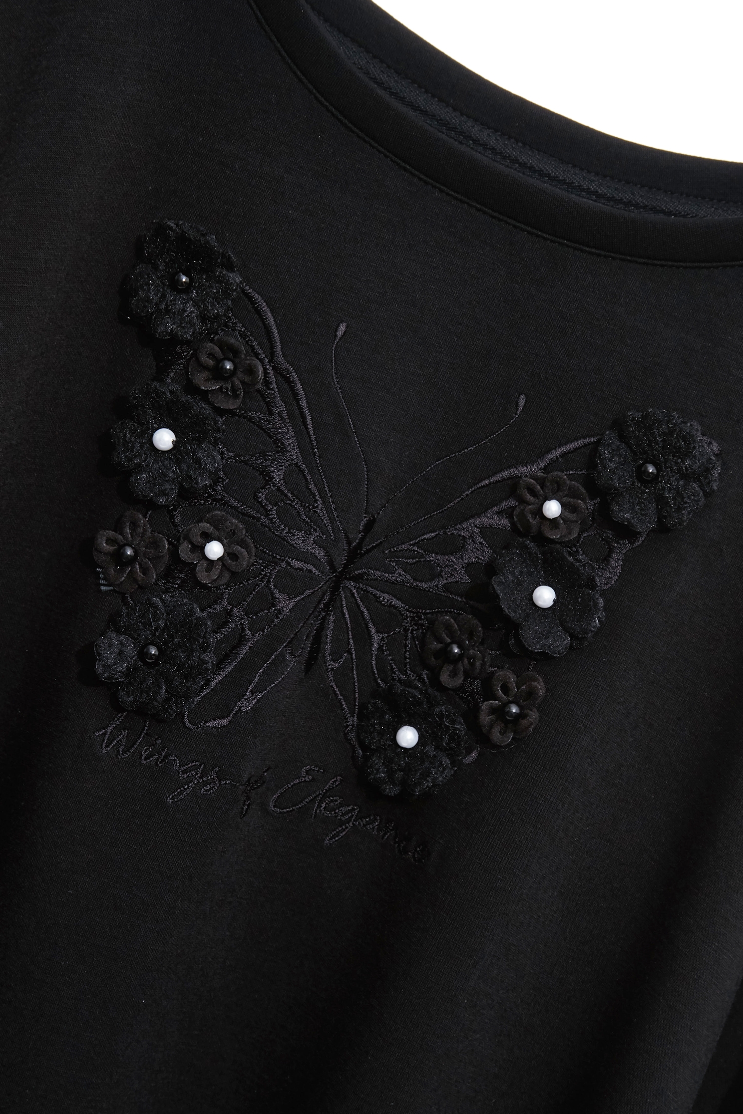 珍珠花片蝴蝶繡花單品上衣珍珠花片蝴蝶繡花單品上衣,上衣,珍珠,秋冬穿搭,約會特輯,繡花,花花世界