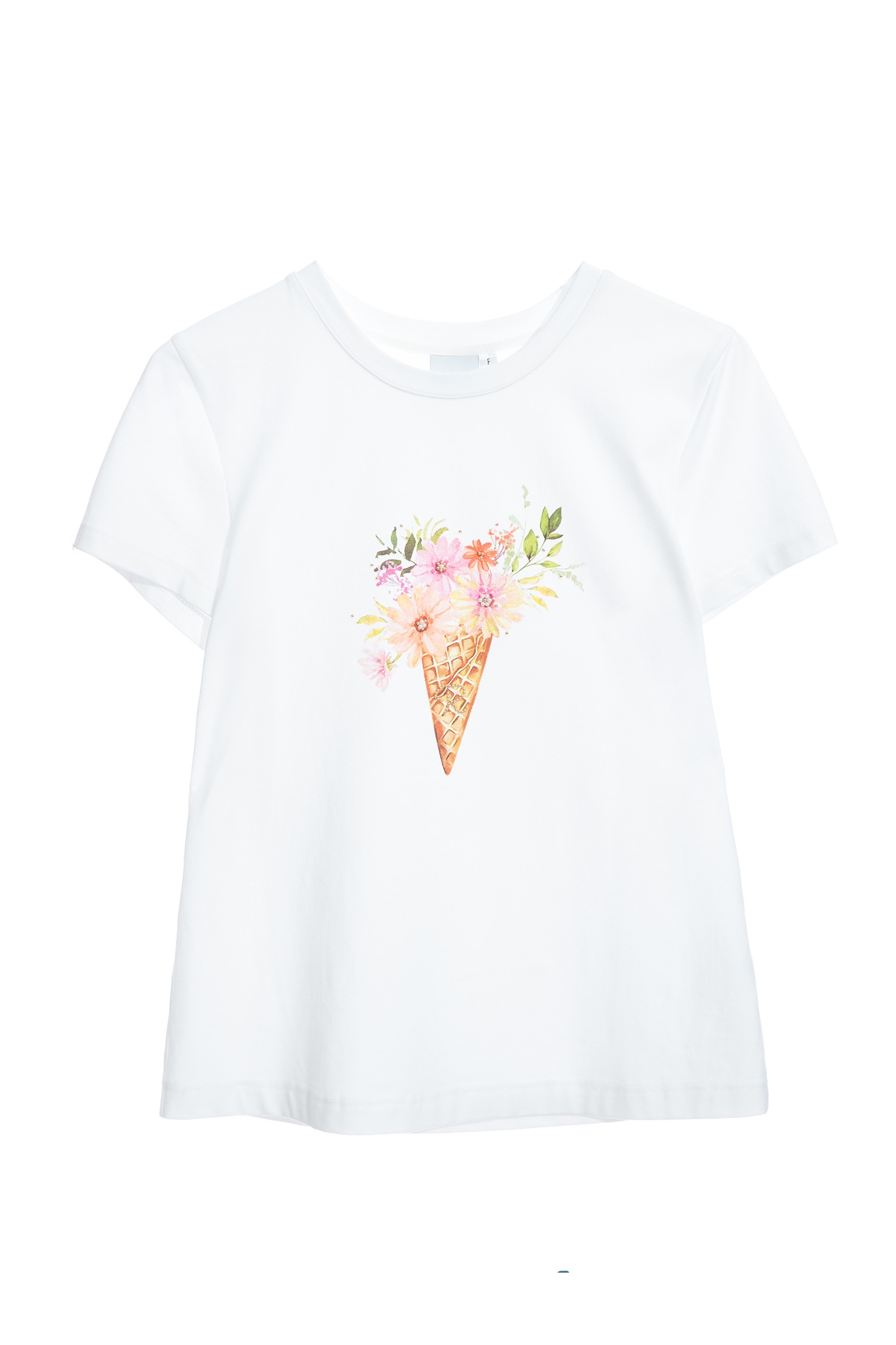 甜筒花束印花T恤上衣甜筒花束印花T恤上衣,T-Shirt,上衣,春夏穿搭,白色上衣,純棉