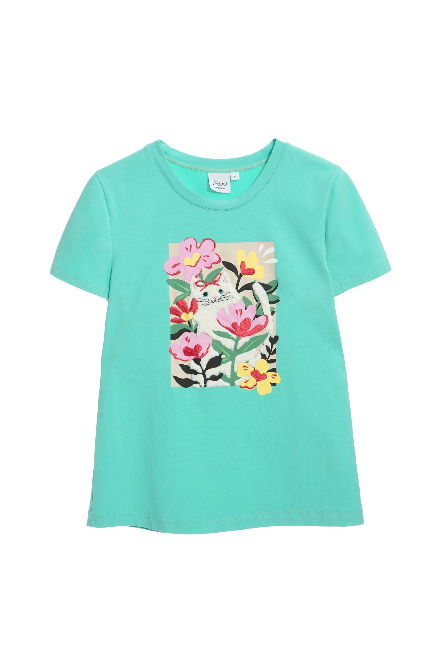 花園貓咪刺繡T恤上衣花園貓咪刺繡T恤上衣,T-Shirt,上衣,刺繡,春夏穿搭,蝴蝶結