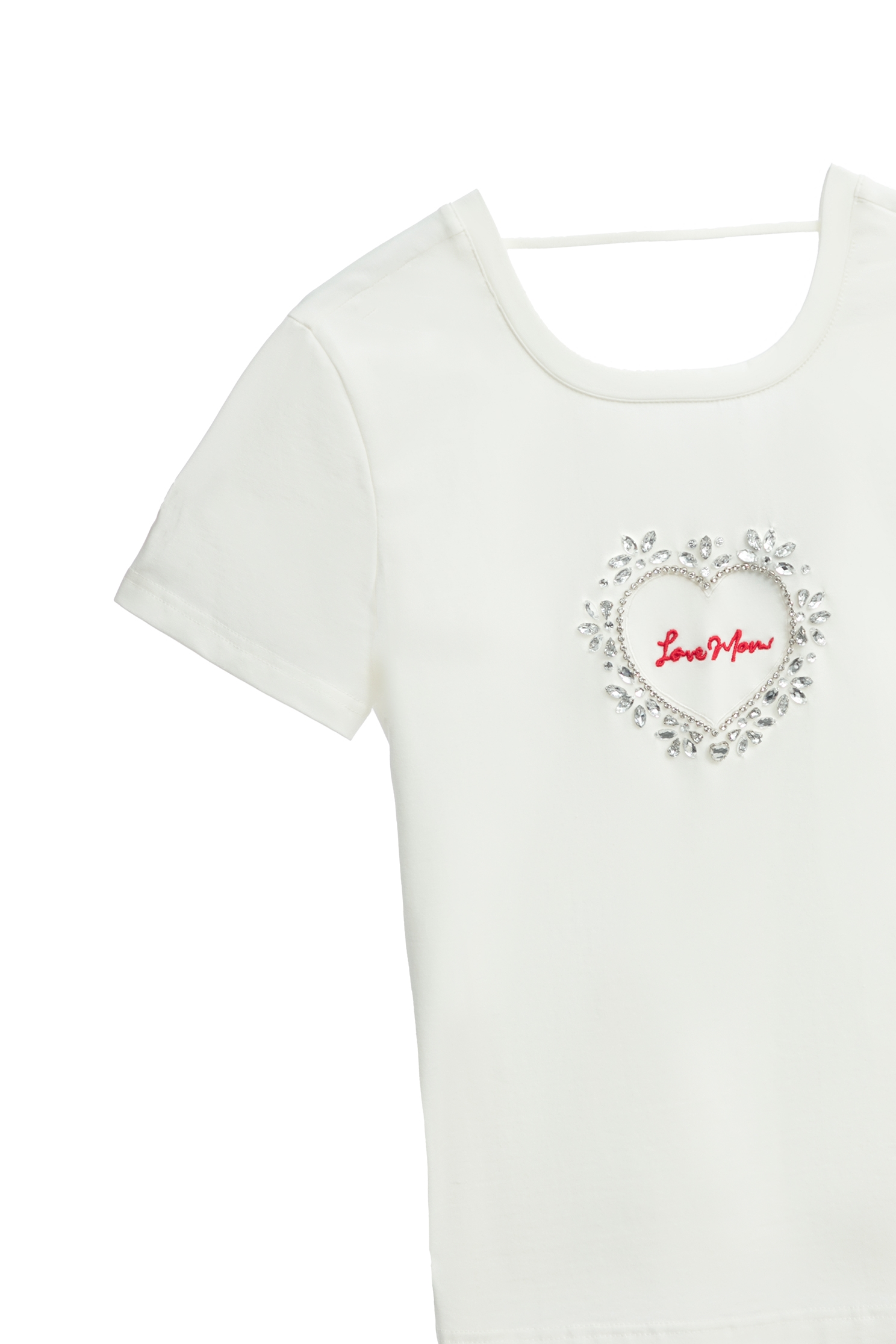 愛心縫鑽繡花T恤愛心縫鑽繡花T恤,T-Shirt,上衣,春夏穿搭,白色上衣,繡花