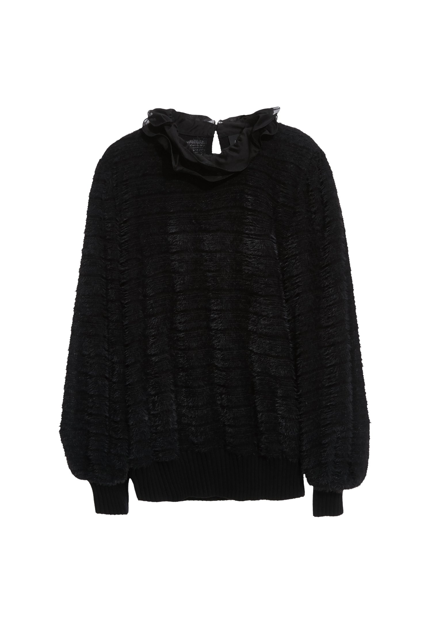 溫暖刷毛感荷葉領單品溫暖刷毛感荷葉領單品,上班OL穿搭,上衣,秋冬穿搭,荷葉,針織