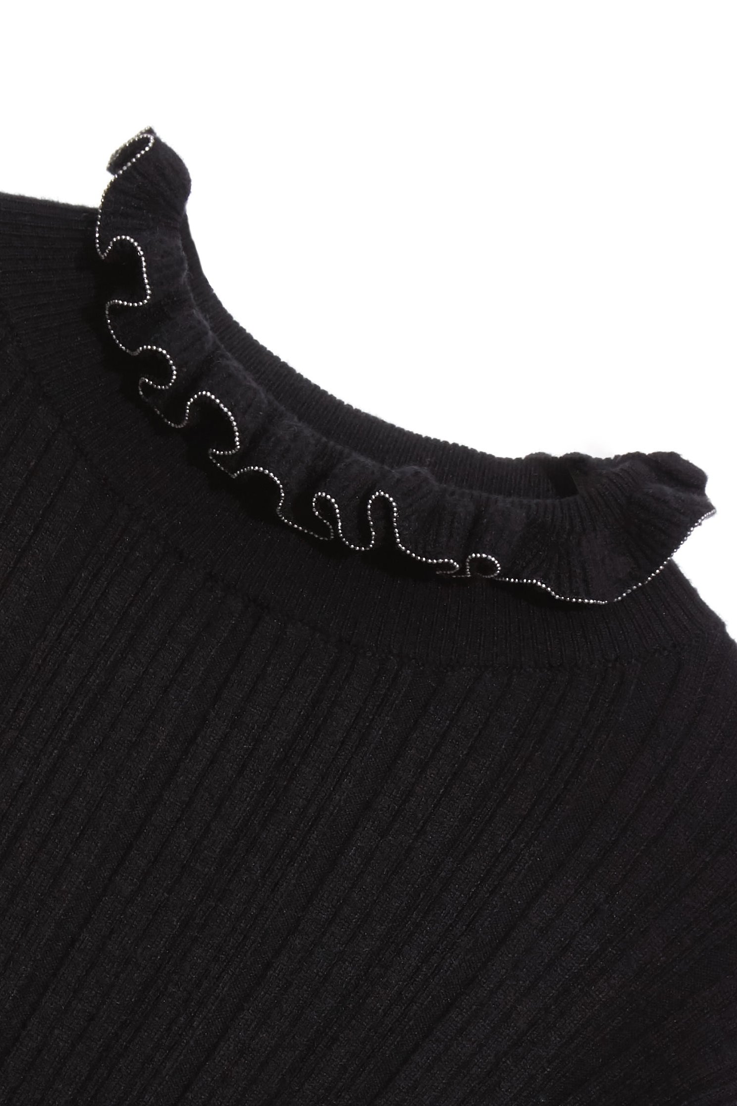 荷葉波浪崁珠坑條針織荷葉波浪崁珠坑條針織,上班OL穿搭,秋冬穿搭,約會特輯,荷葉,針織,針織衫