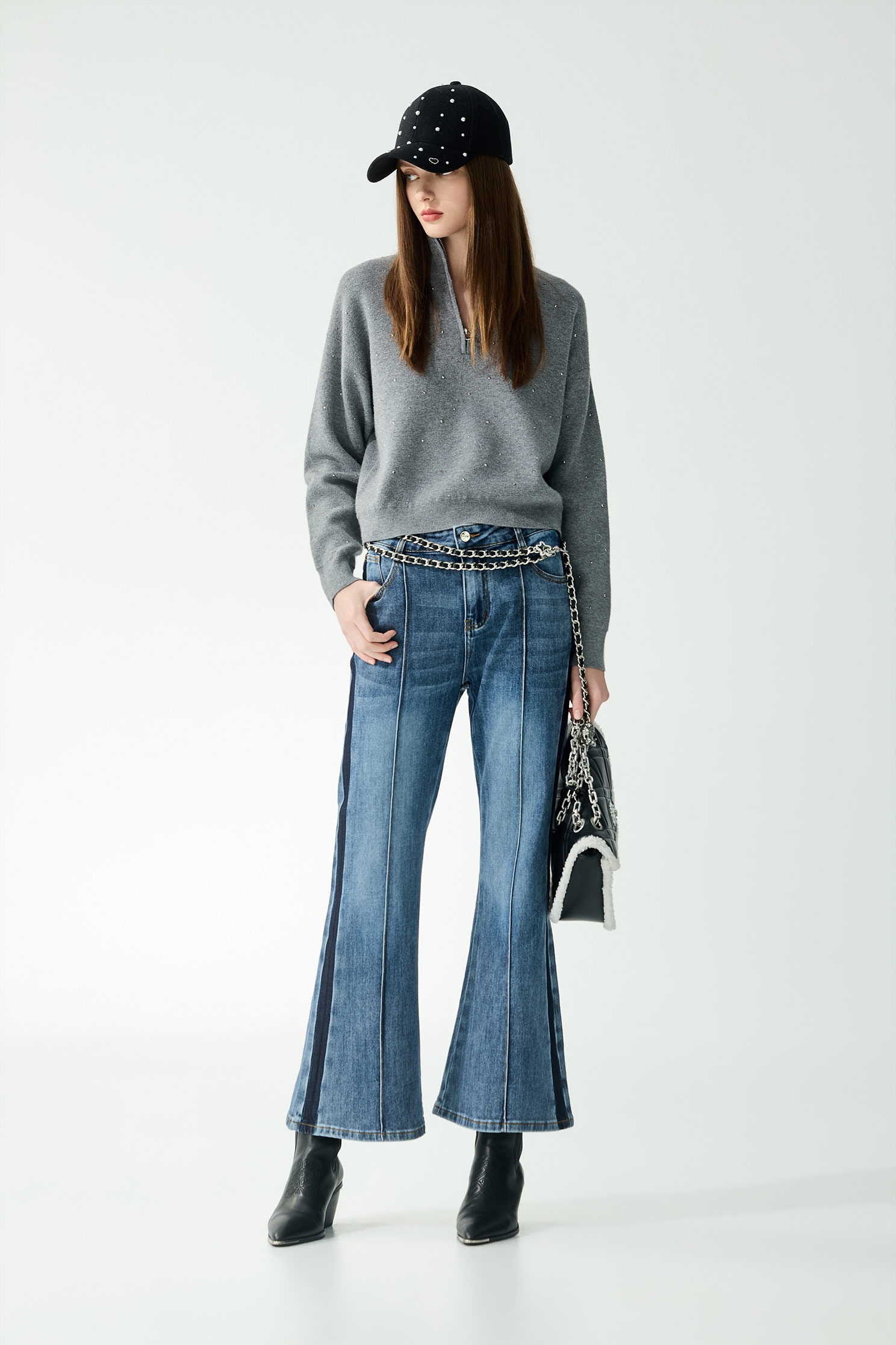 薄暮灰閃光針織上衣薄暮灰閃光針織上衣,上衣,秋冬穿搭,針織,針織衫