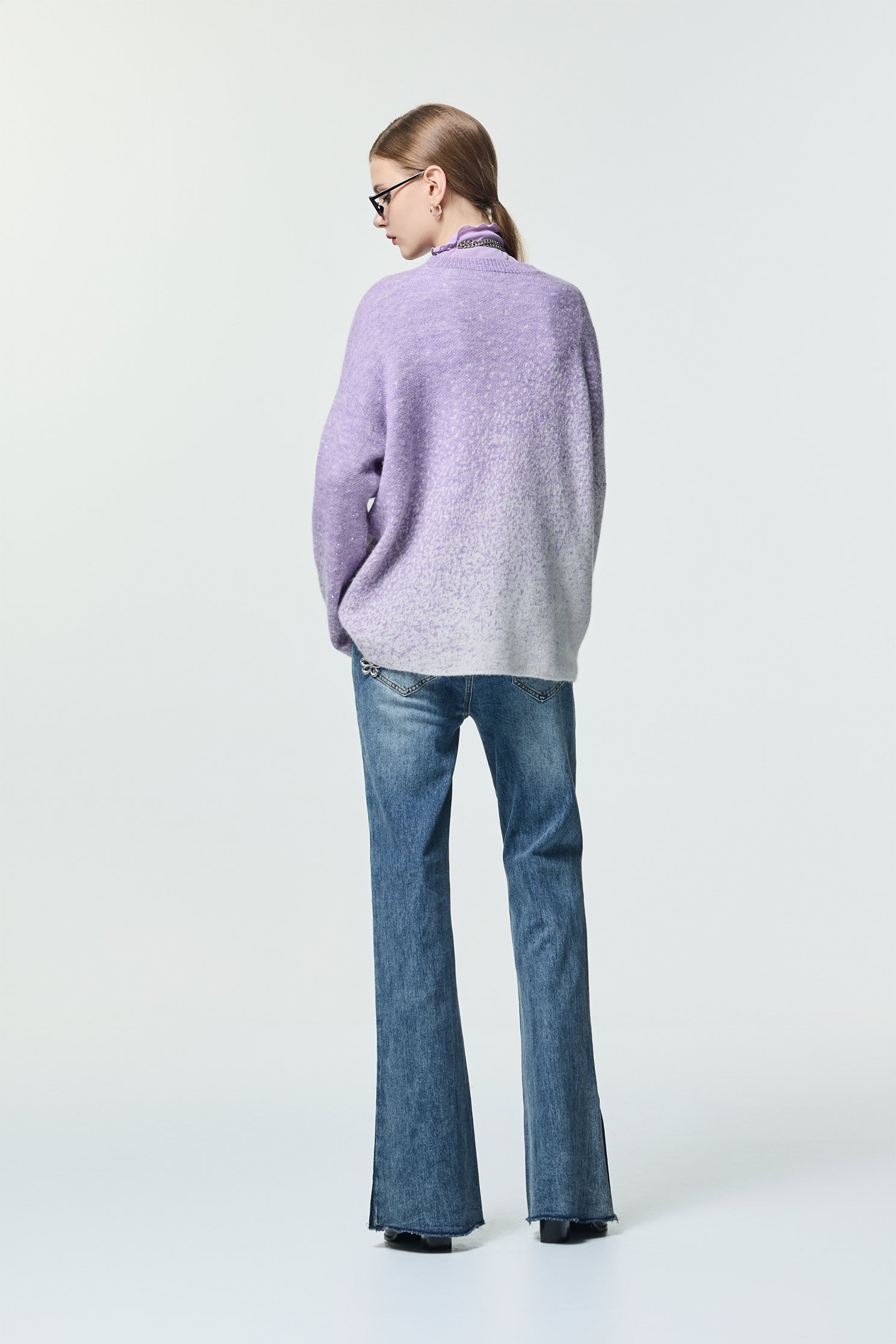 薰衣草色閃光針織上衣薰衣草色閃光針織上衣,上衣,秋冬穿搭,約會特輯,針織,針織上衣,針織衫