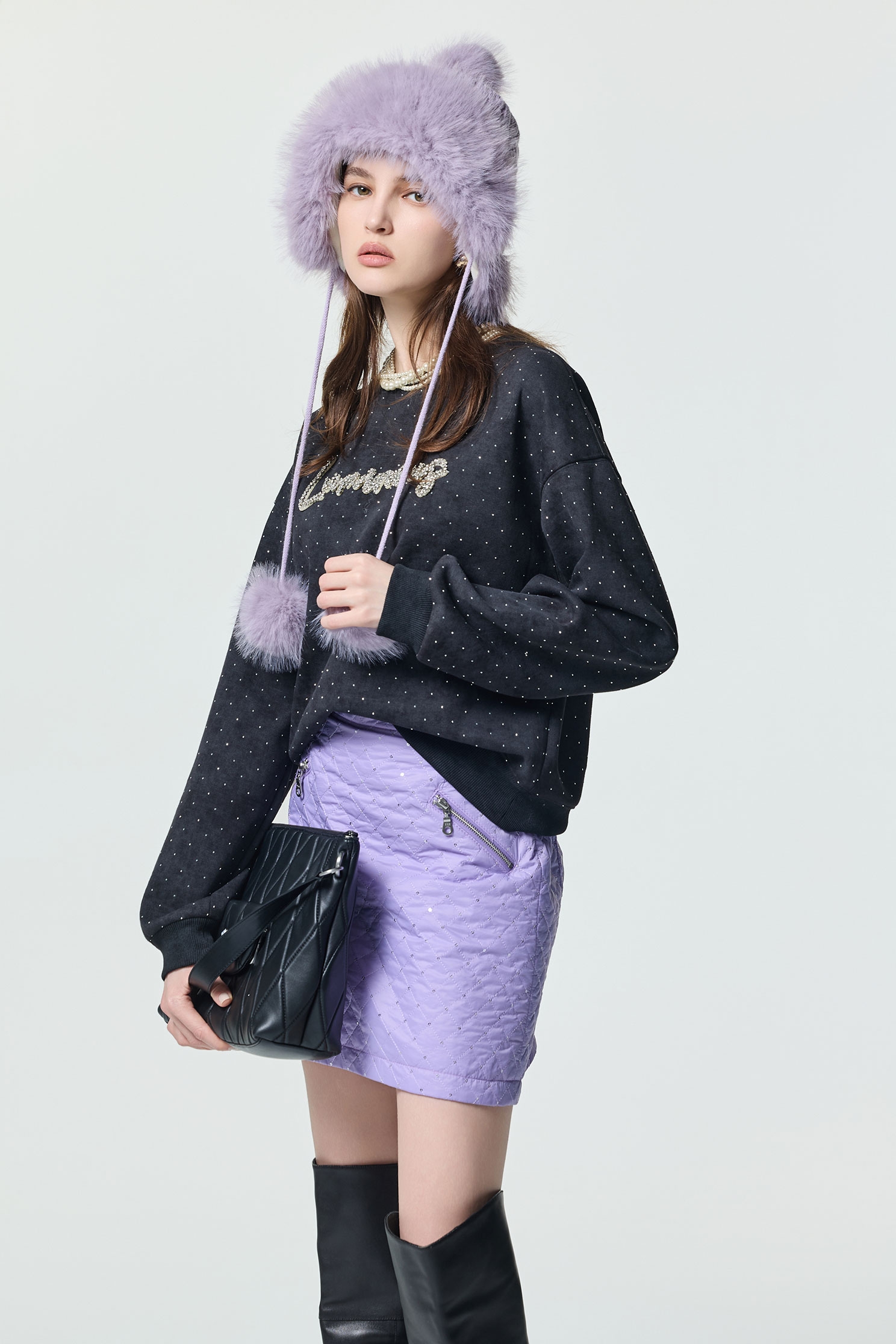 仿舊洗水閃光衛衣仿舊洗水閃光衛衣,上衣,秋冬穿搭,黑色上衣