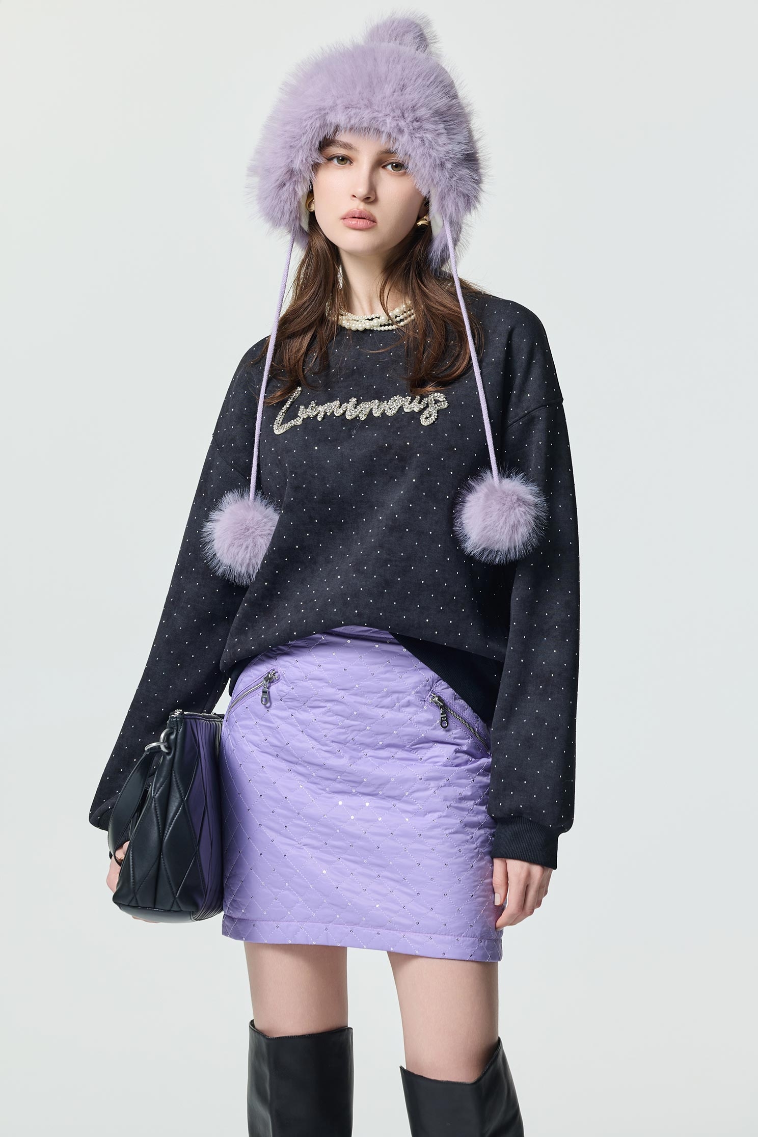 仿舊洗水閃光衛衣仿舊洗水閃光衛衣,上衣,秋冬穿搭,黑色上衣