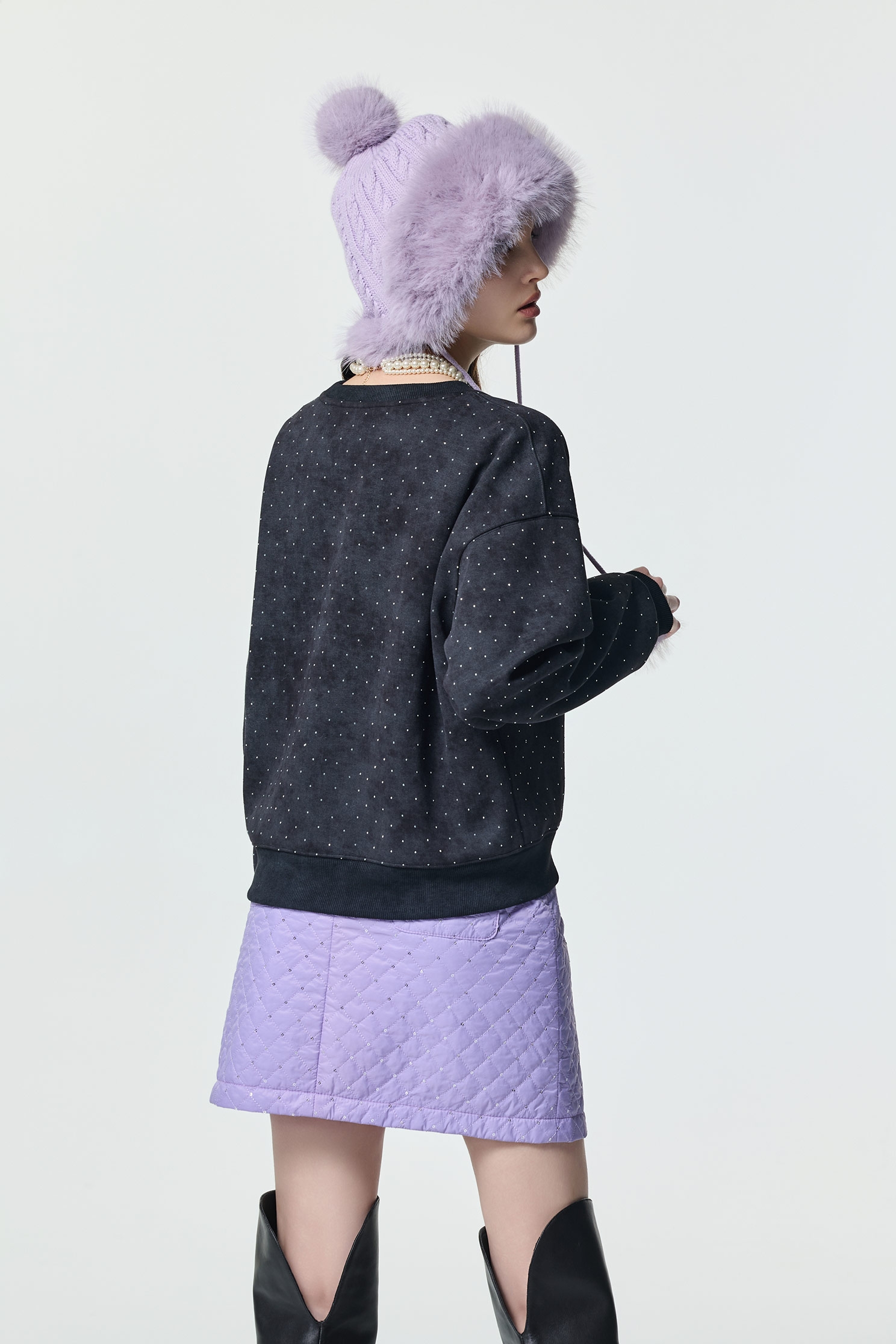 仿舊洗水閃光衛衣仿舊洗水閃光衛衣,上衣,秋冬穿搭,黑色上衣