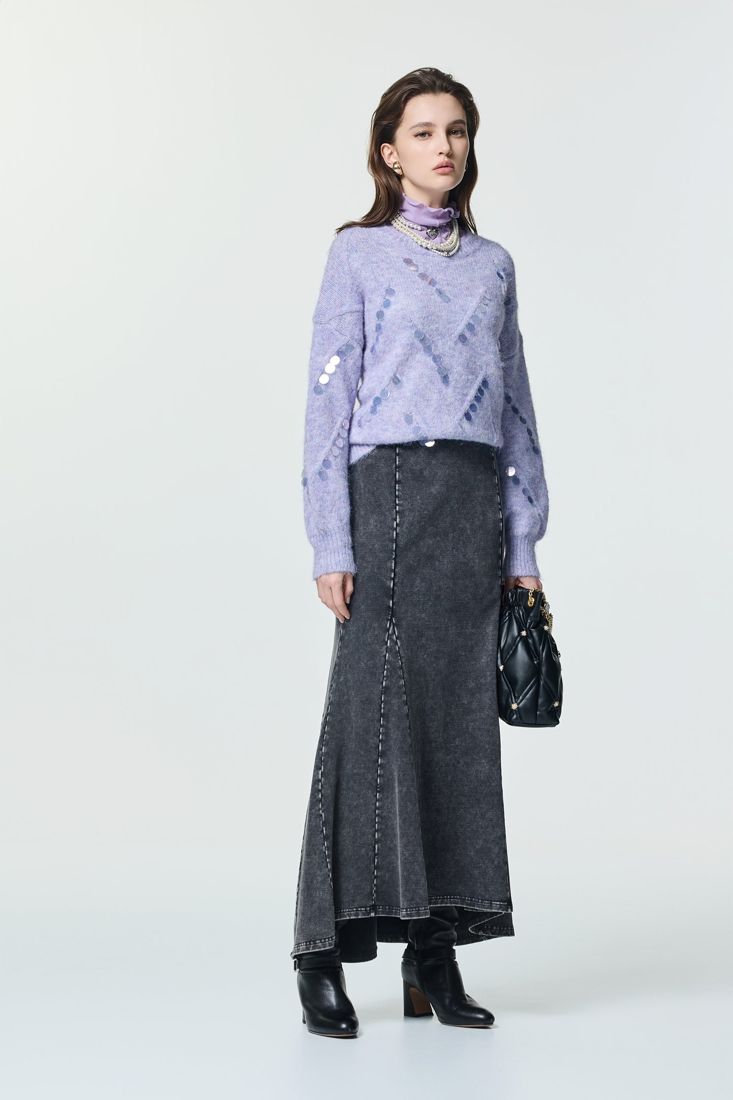 銀河丁香紫針織上衣銀河丁香紫針織上衣,上衣,秋冬穿搭,約會特輯,針織,針織上衣,針織衫