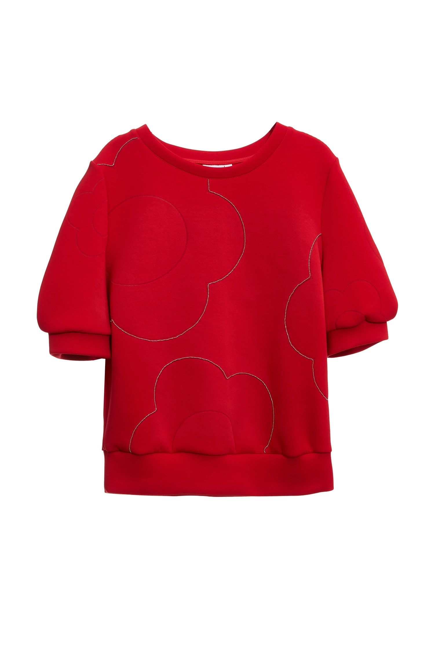 火焰色燒花形短袖上衣火焰色燒花形短袖上衣,上衣,秋冬穿搭