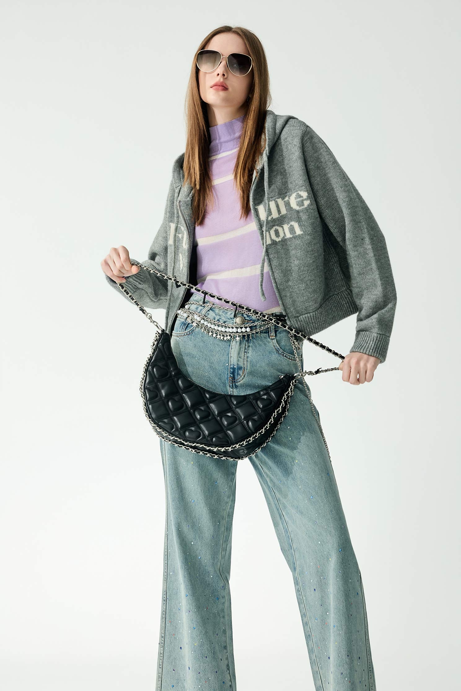 薰衣草色簍空條針織上衣薰衣草色簍空條針織上衣,上衣,秋冬穿搭,約會特輯,針織,針織上衣,針織衫