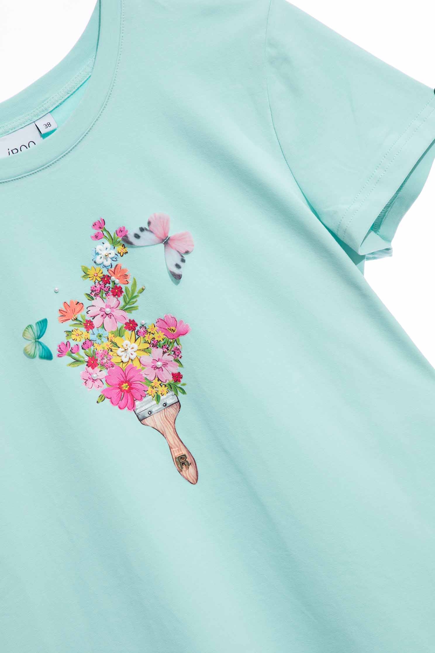 油漆刷花印花T恤上衣油漆刷花印花T恤上衣,T-Shirt,T恤,上衣,刺繡,春夏穿搭,純棉
