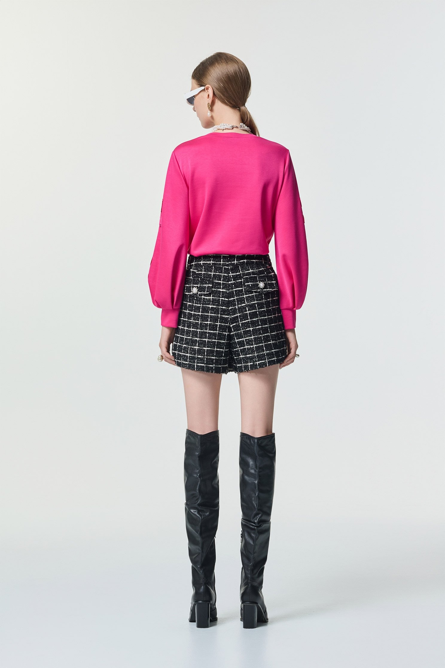 洋紅粉立體壓花珍珠縫飾單品洋紅粉立體壓花珍珠縫飾單品,上衣,春夏穿搭,珍珠,約會特輯