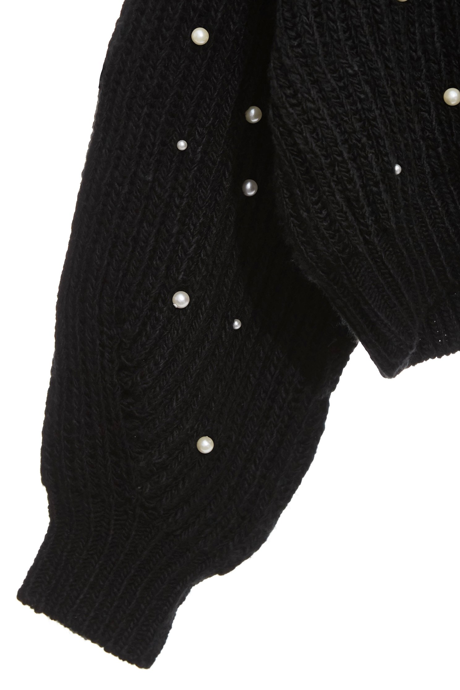 玉米目珍珠釘飾針織單品玉米目珍珠釘飾針織單品,上衣,春夏穿搭,珍珠,針織,針織衫,黑色上衣