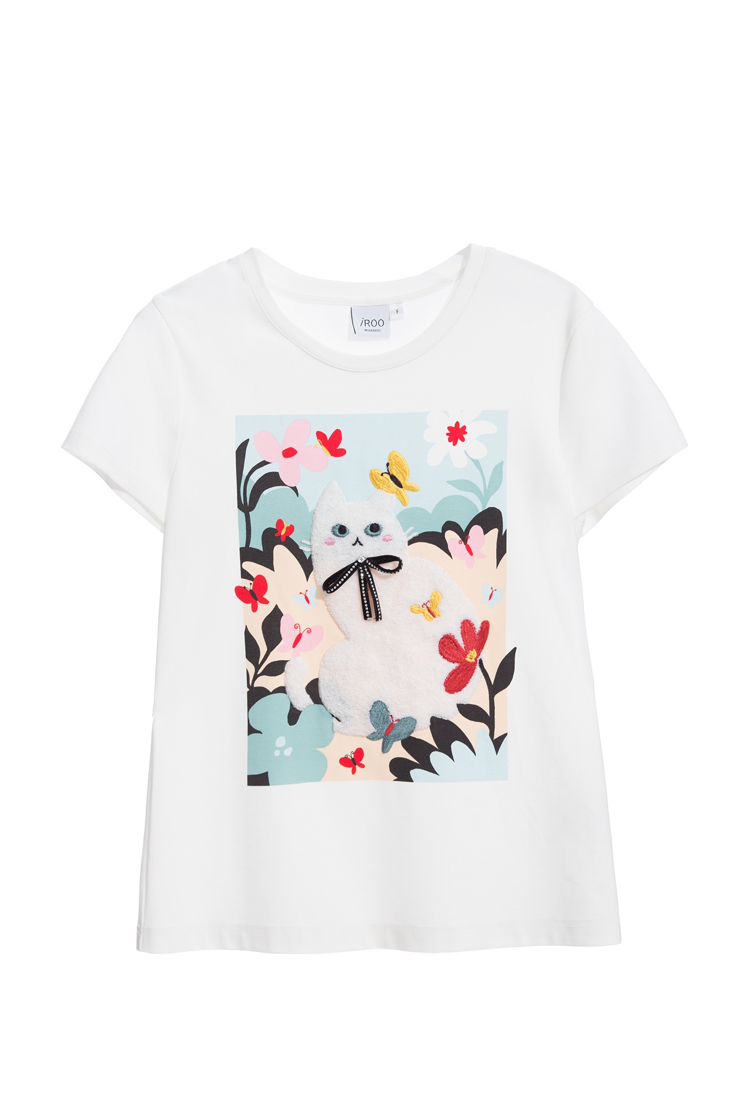 刺繡T恤刺繡T恤,T-Shirt,T恤,上衣,人氣商品,刺繡,白色上衣,秋冬穿搭,蝴蝶結