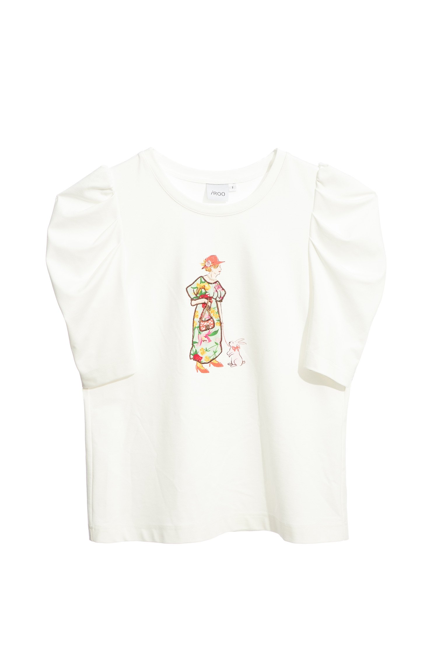 時尚奶奶印花T恤時尚奶奶印花T恤,T-Shirt,上衣,刺繡,珍珠,白色上衣,秋冬穿搭,輕奢度假,項鍊