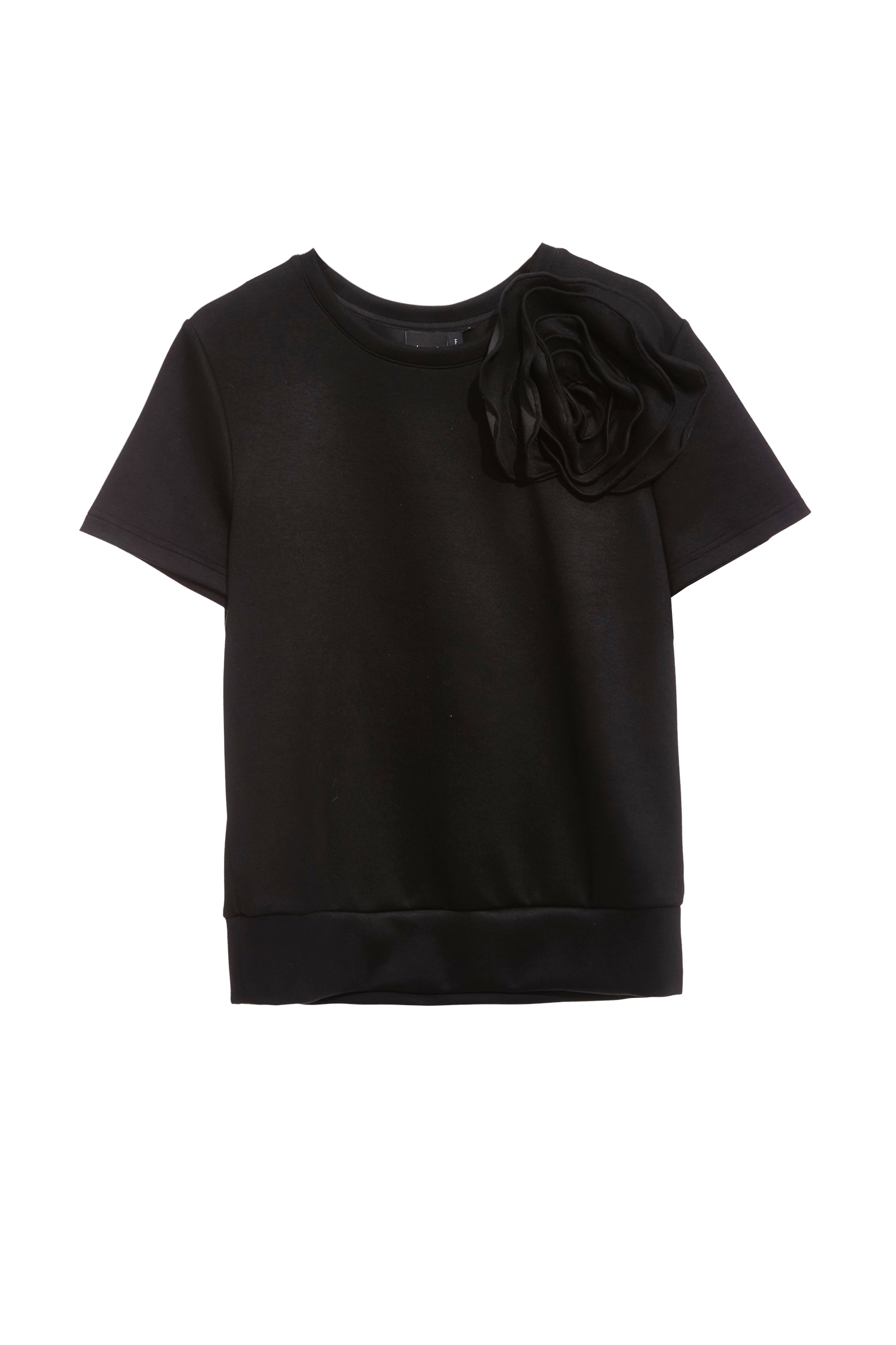 黑玫瑰繞花短袖單品黑玫瑰繞花短袖單品,上班OL穿搭,上衣,春夏穿搭,約會特輯,黑色上衣