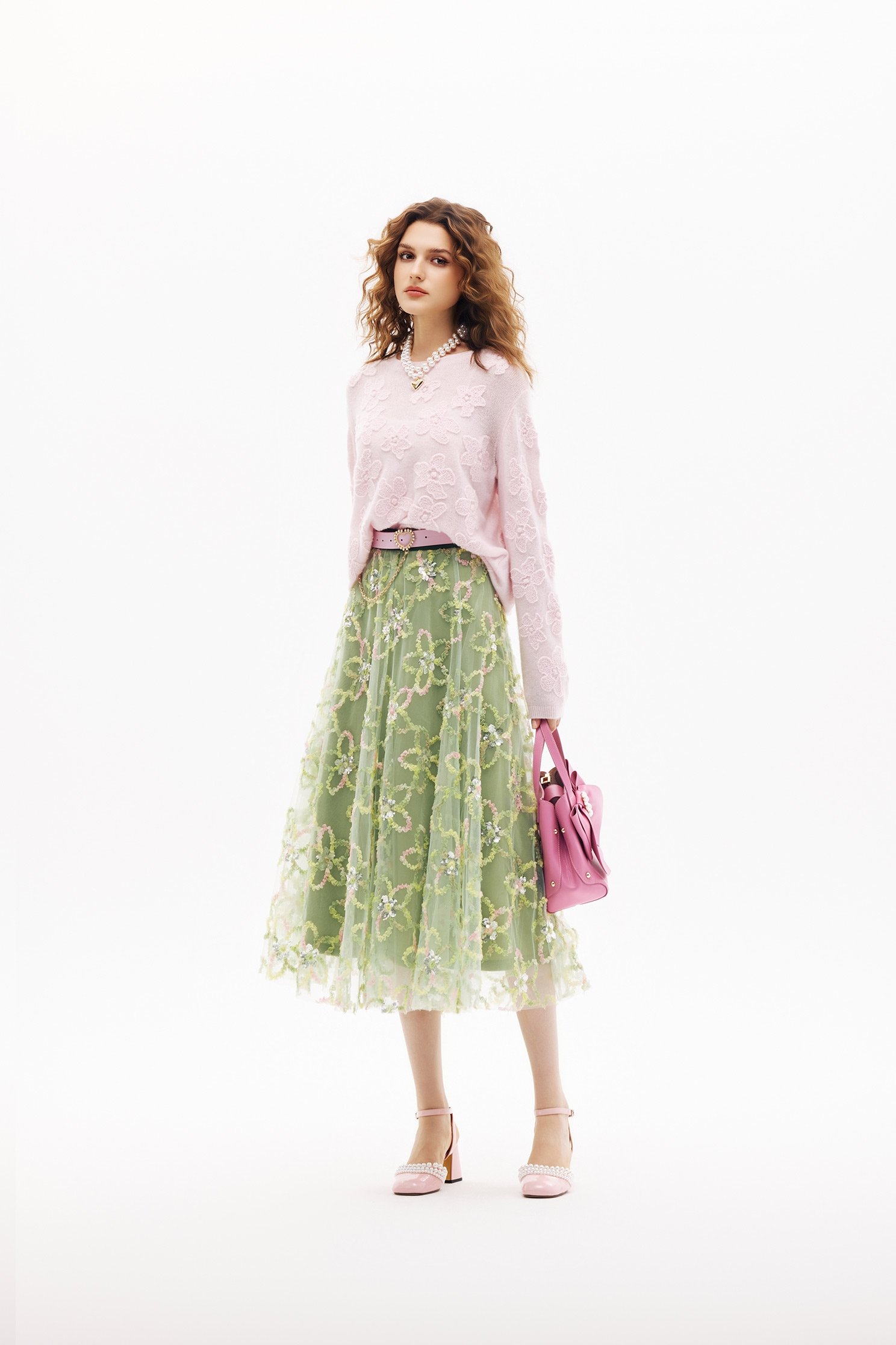 櫻花粉織花針織上衣櫻花粉織花針織上衣,上衣,春夏穿搭,針織,針織衫