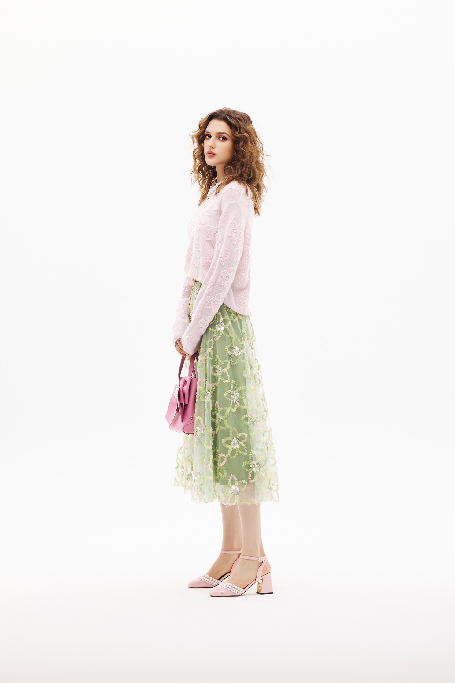 櫻花粉織花針織上衣櫻花粉織花針織上衣,上衣,春夏穿搭,針織,針織衫