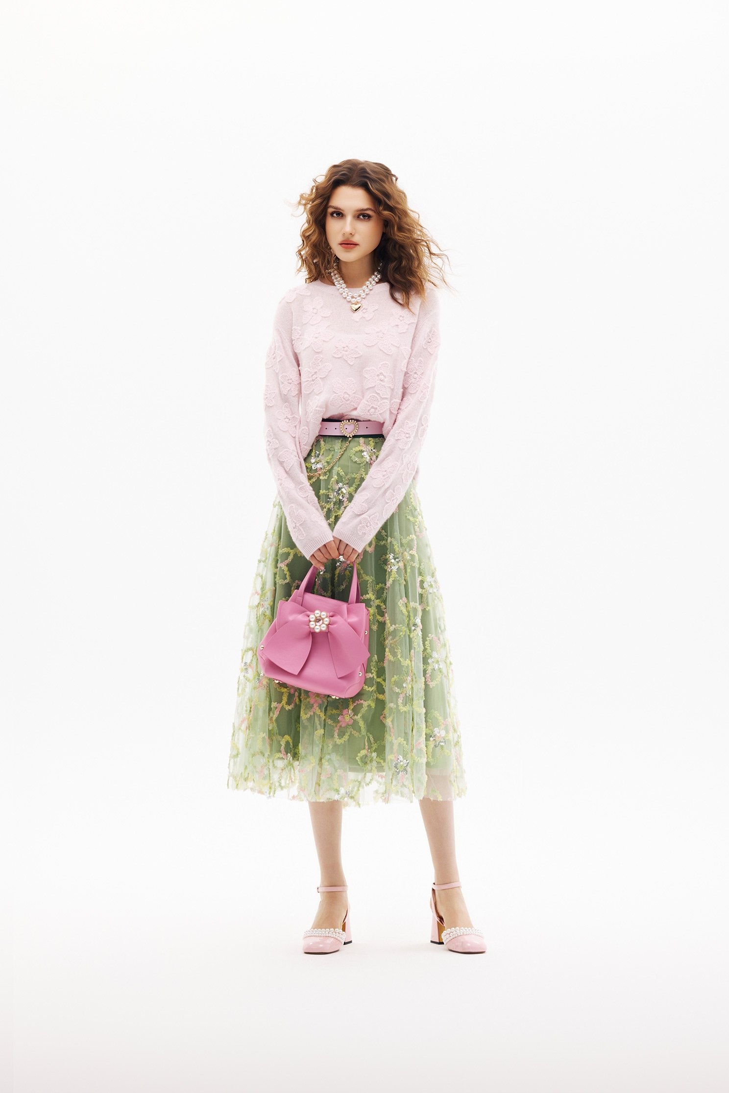 櫻花粉織花針織上衣櫻花粉織花針織上衣,上衣,春夏穿搭,針織,針織衫