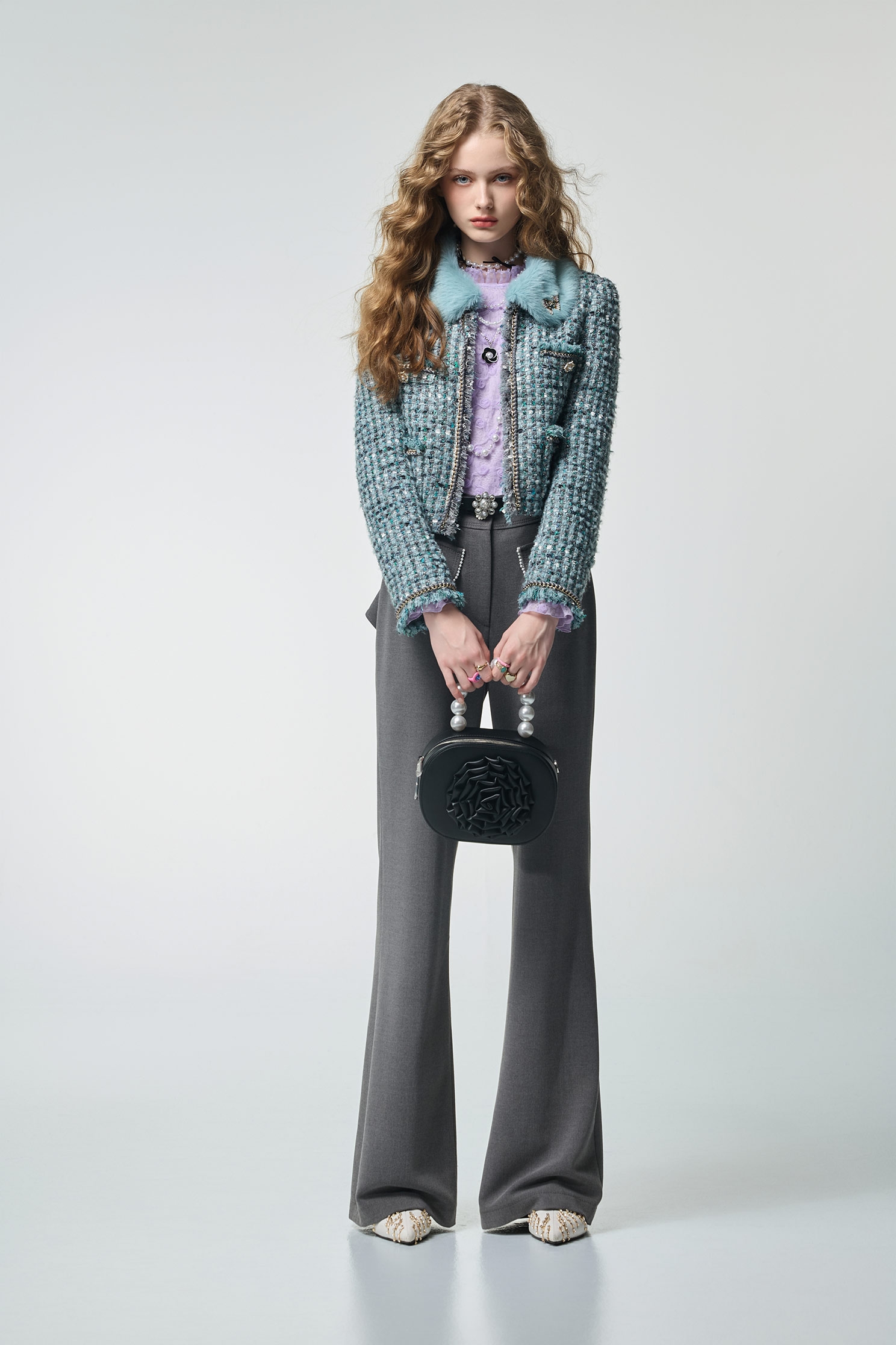 海藍寶石花呢紗外套海藍寶石花呢紗外套,一般外套,外套,小香風,秋冬穿搭