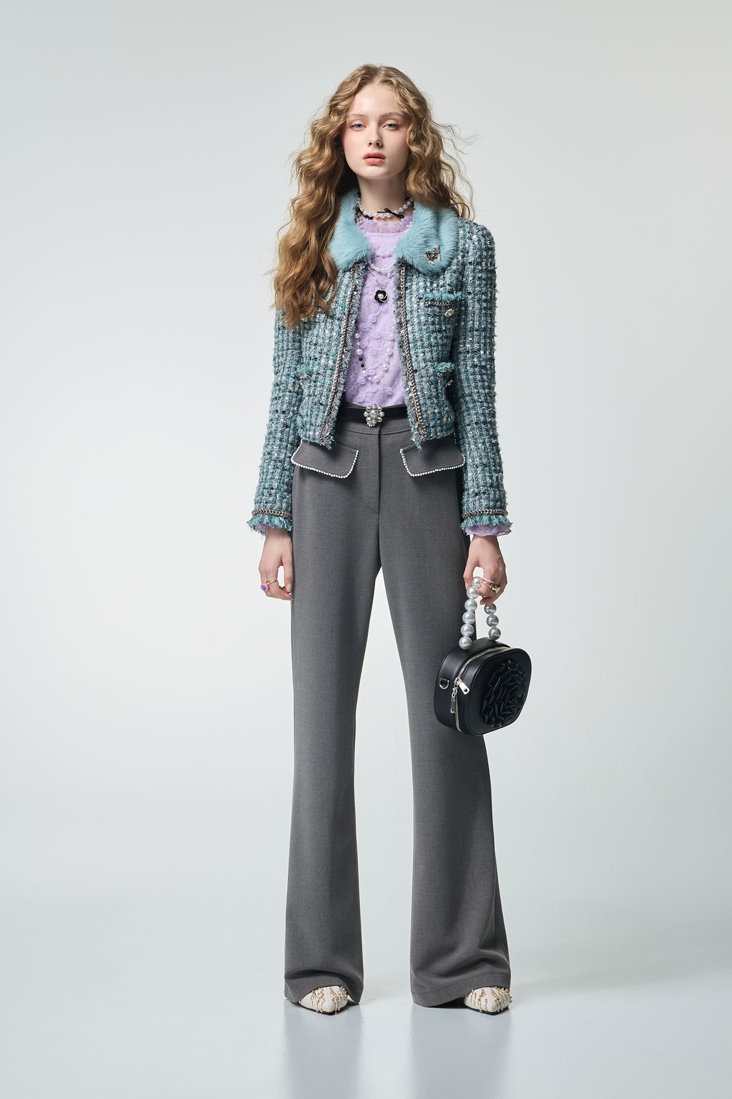 海藍寶石花呢紗外套海藍寶石花呢紗外套,一般外套,外套,小香風,秋冬穿搭