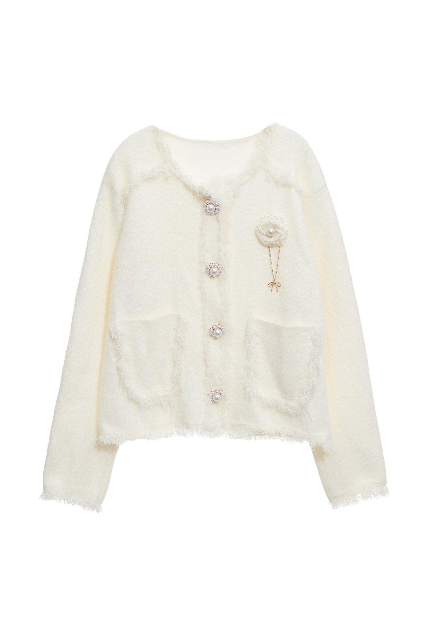 綴珍珠飾品針織外套綴珍珠飾品針織外套,外套,小香風,珍珠,秋冬穿搭,約會特輯,花花世界,針織,針織外套,飾品