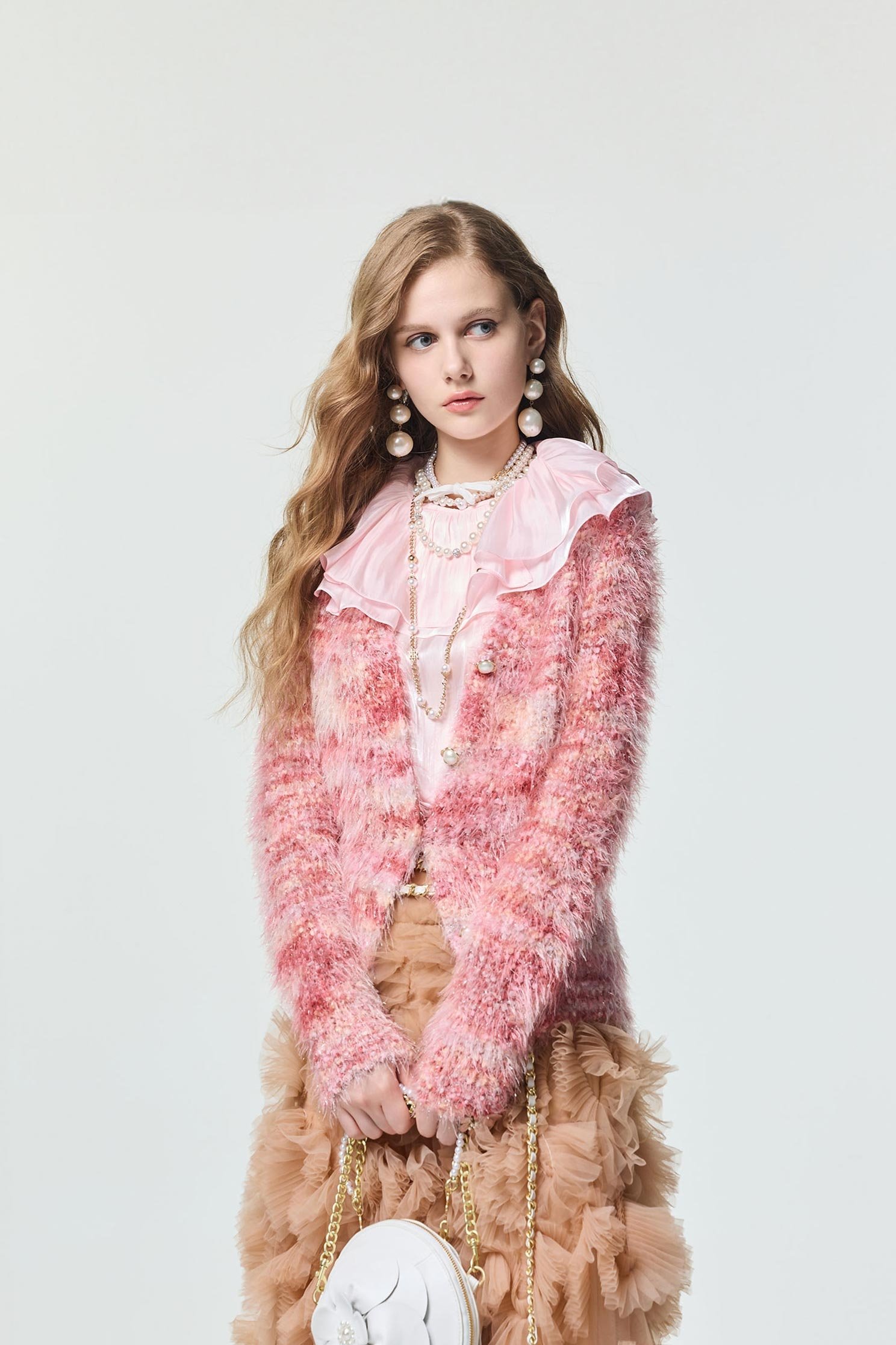 玫瑰可露麗閃光針織外套玫瑰可露麗閃光針織外套,一般外套,外套,春夏穿搭,珍珠,針織,針織外套