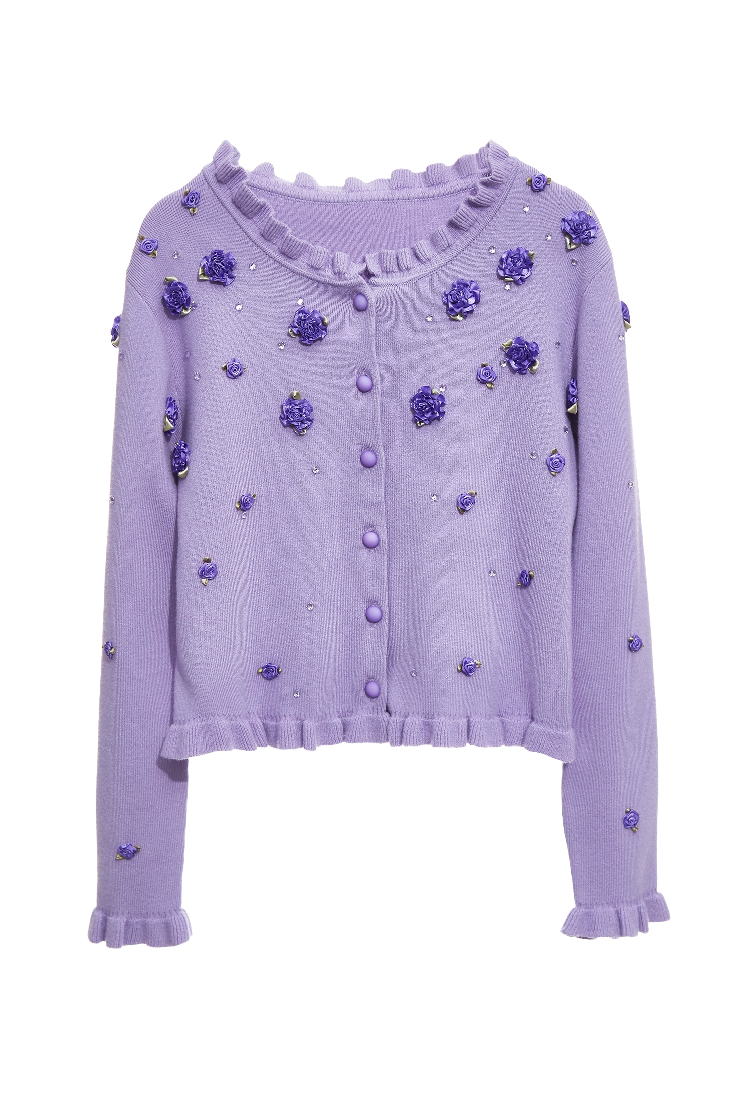 綴藍紫色手工花針織外套綴藍紫色手工花針織外套,上班OL穿搭,外套,春夏穿搭,約會特輯,花花世界,荷葉,針織,針織外套