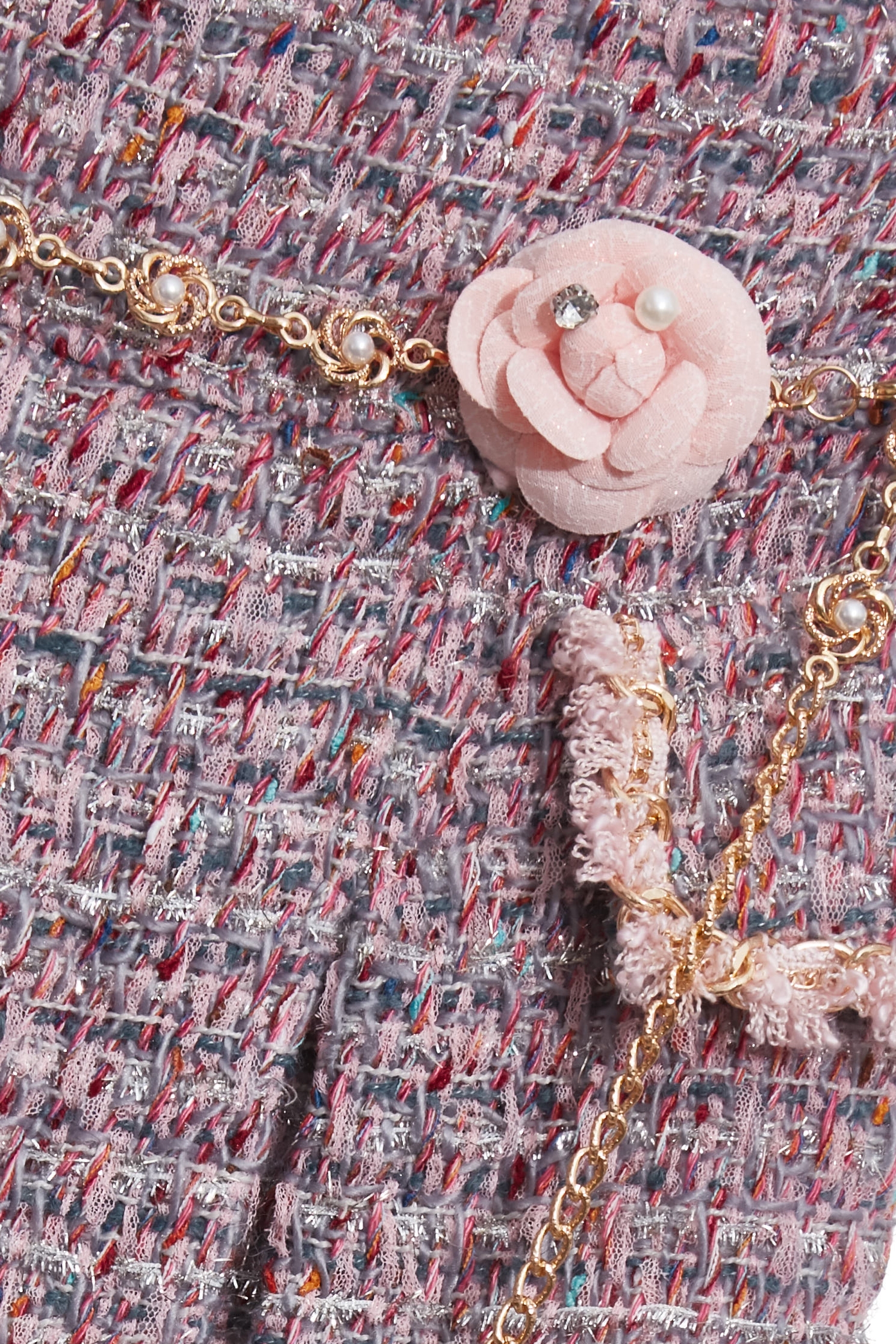 小香風銀蔥花呢紗短裙小香風銀蔥花呢紗短裙,小香風,時髦成套搭配,珍珠,短裙,秋冬穿搭