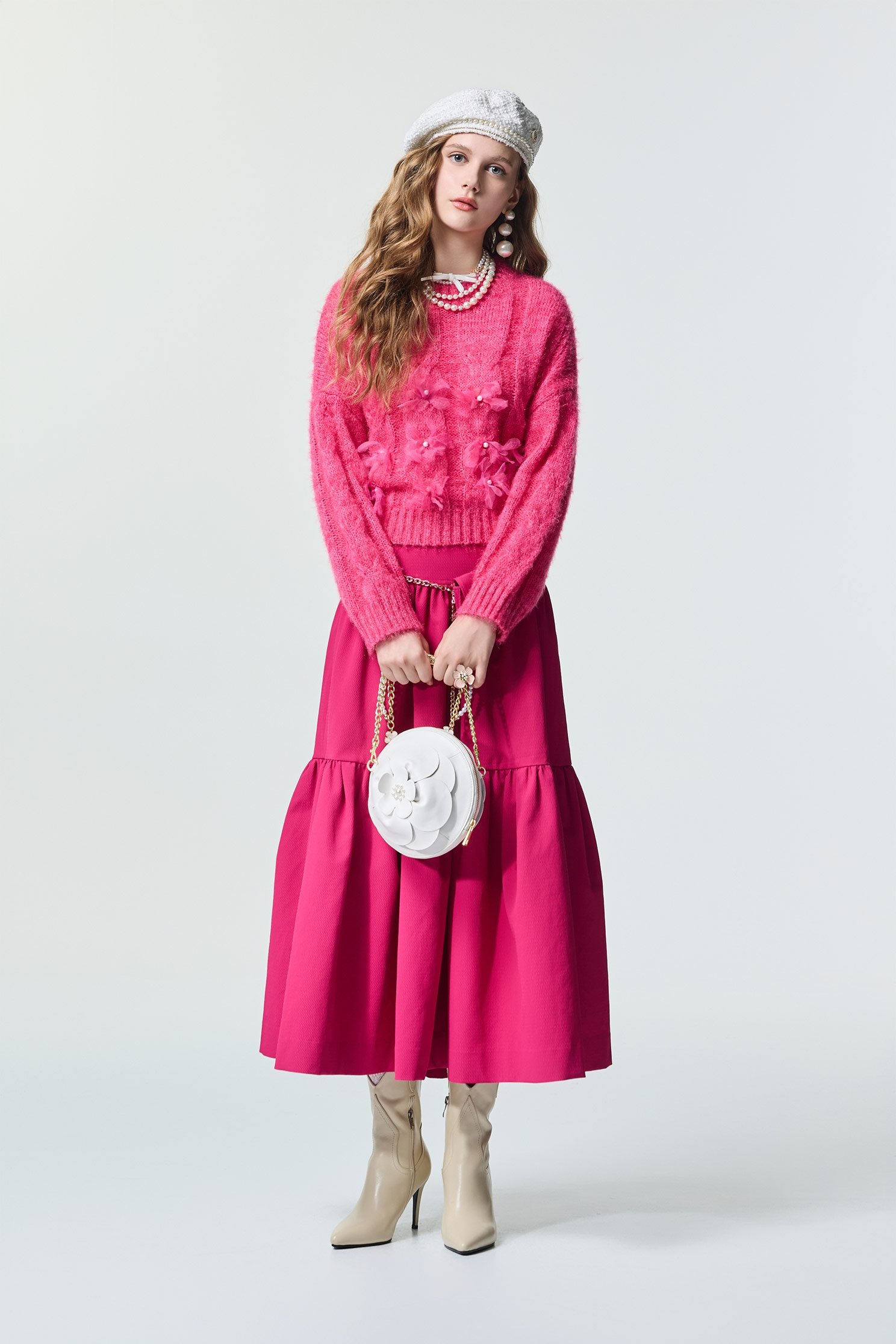 洋紅粉復古澎澎裙洋紅粉復古澎澎裙,秋冬穿搭,長裙