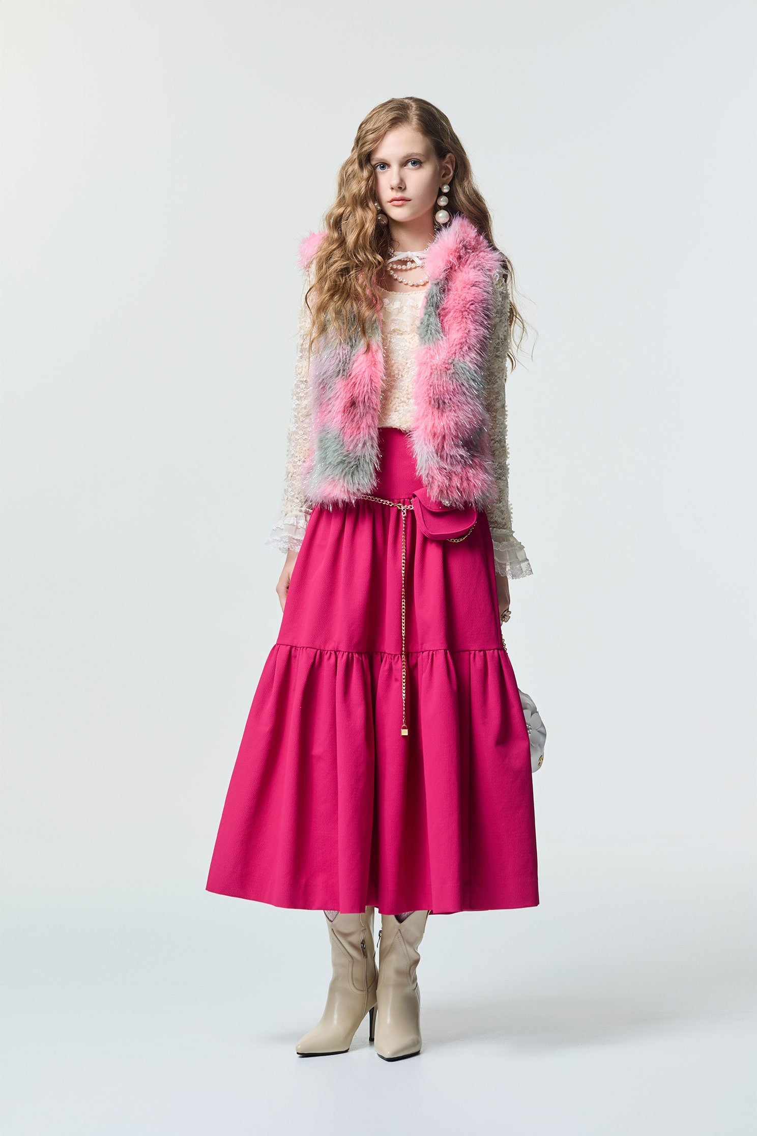 洋紅粉復古澎澎裙洋紅粉復古澎澎裙,秋冬穿搭,長裙