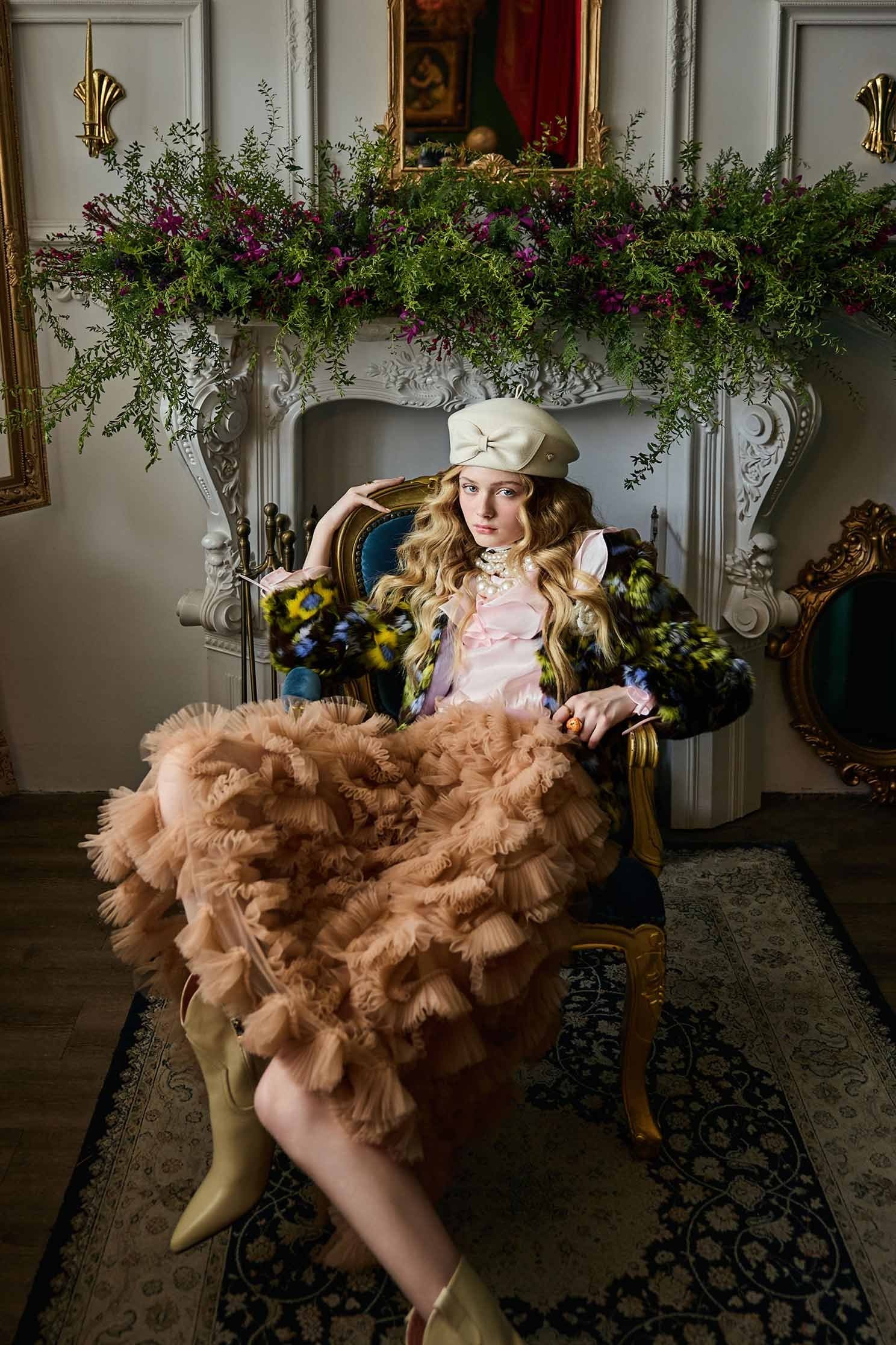 淺焦糖色立體摺飾式長裙淺焦糖色立體摺飾式長裙,春夏穿搭,網裙,荷葉