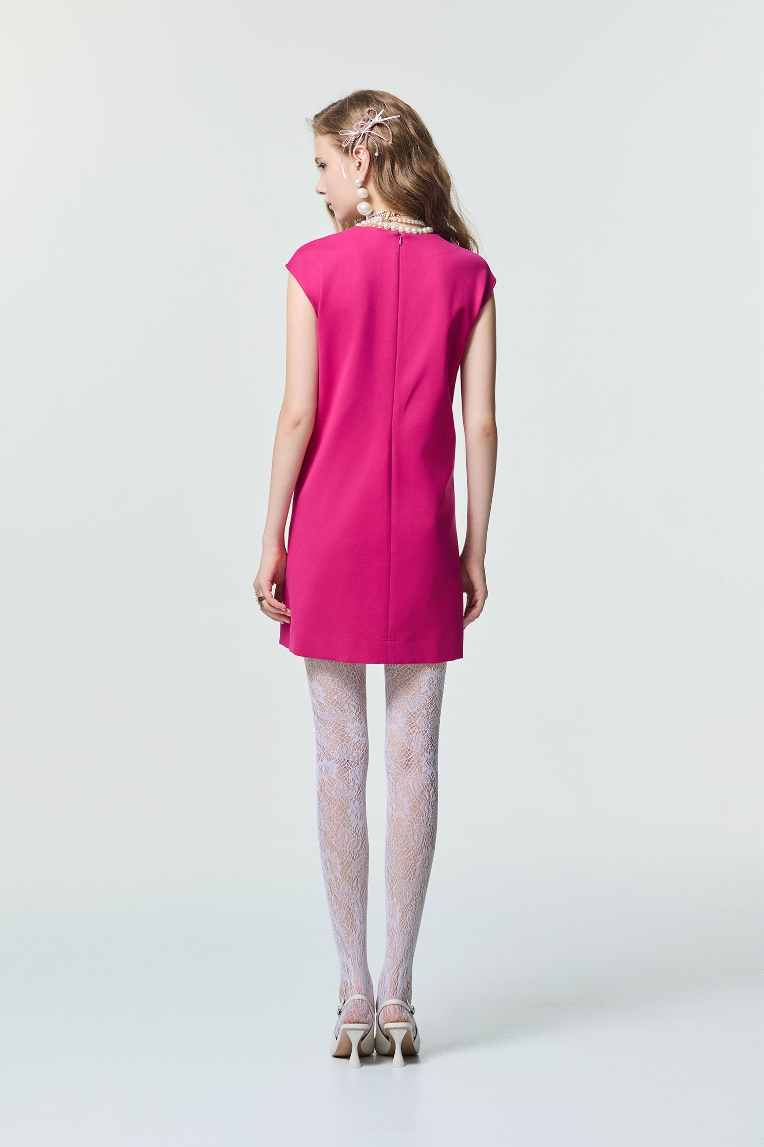 洋紅粉手工造型花飾洋裝洋紅粉手工造型花飾洋裝,一般洋裝,春夏穿搭