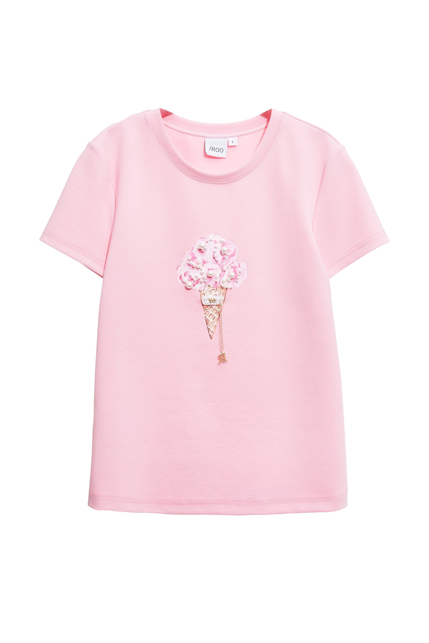 玫瑰石英粉甜筒Ｔ恤上衣玫瑰石英粉甜筒Ｔ恤上衣,T-Shirt,上衣,珍珠,秋冬穿搭