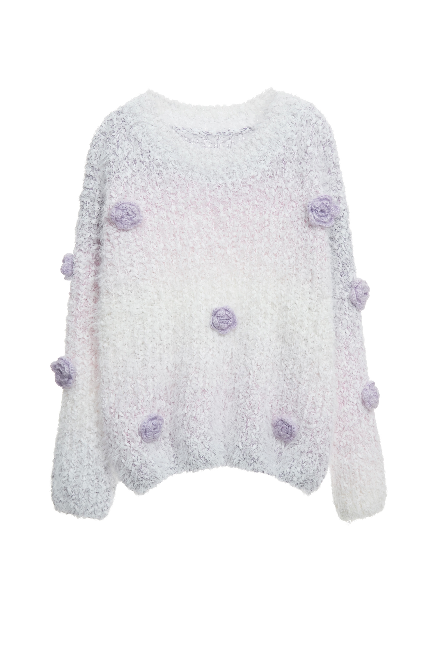 綴丁香紫手鉤花針織上衣綴丁香紫手鉤花針織上衣,上衣,秋冬穿搭,約會特輯,花花世界,針織,針織上衣,針織衫