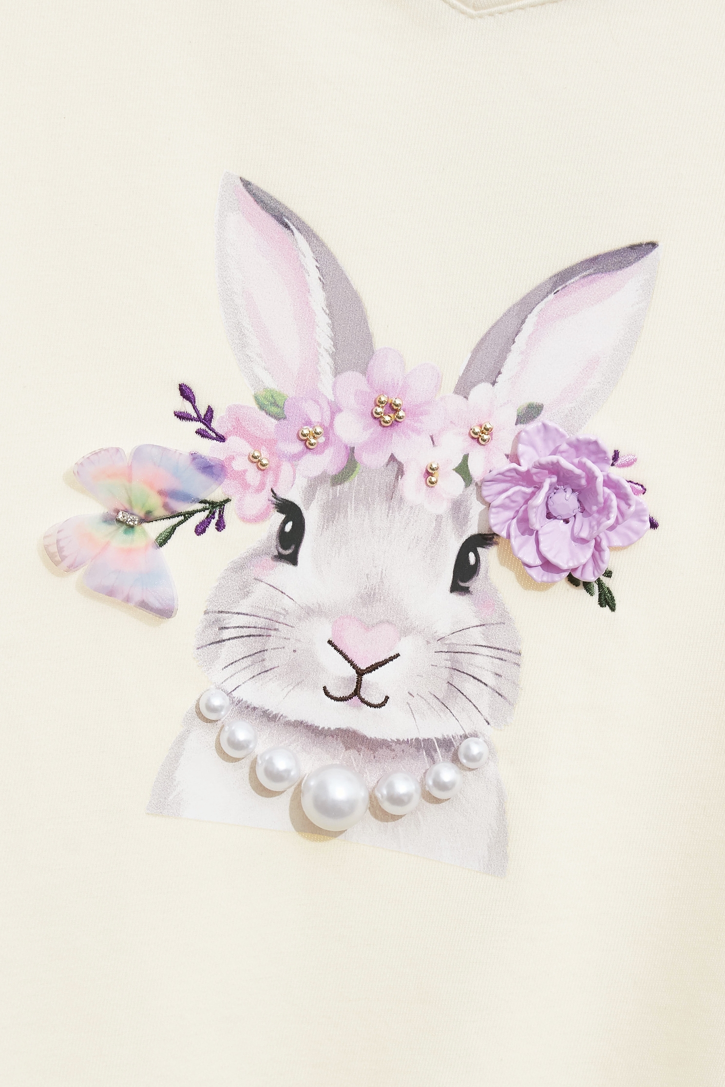 兔兔公主圖騰單品上衣兔兔公主圖騰單品上衣,V領上衣,上衣,珍珠,秋冬穿搭,花花世界,項鍊