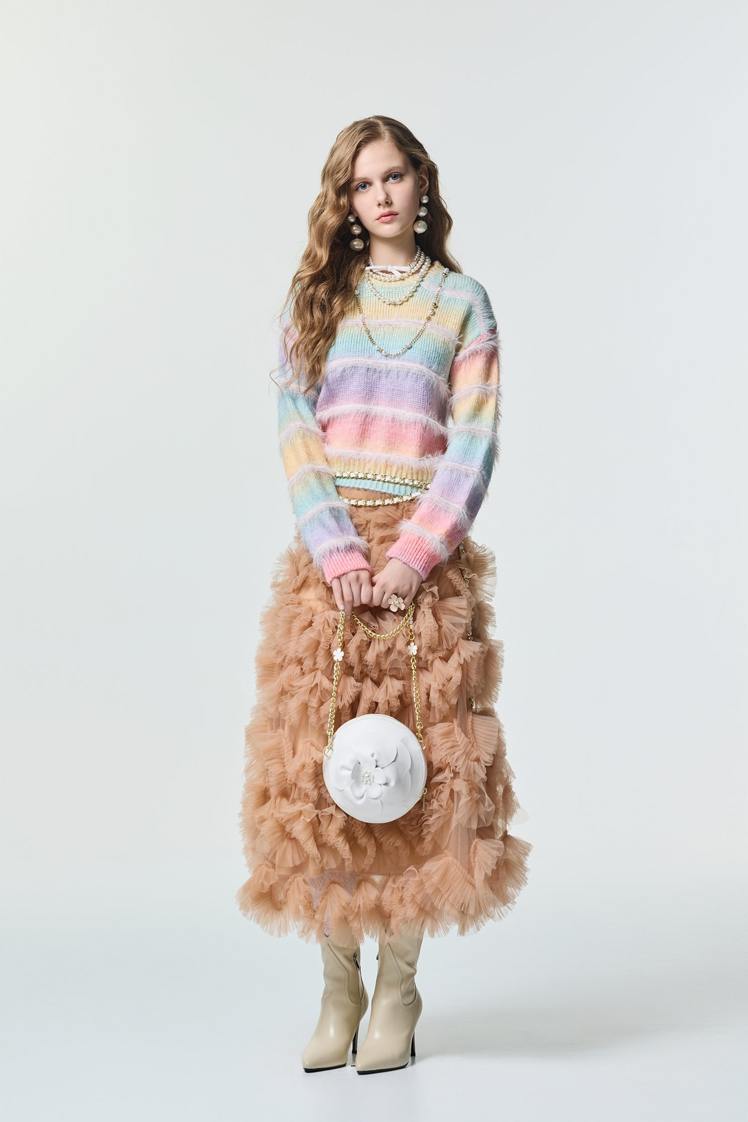 五彩漸層配條針織上衣五彩漸層配條針織上衣,上衣,春夏穿搭,針織,針織衫