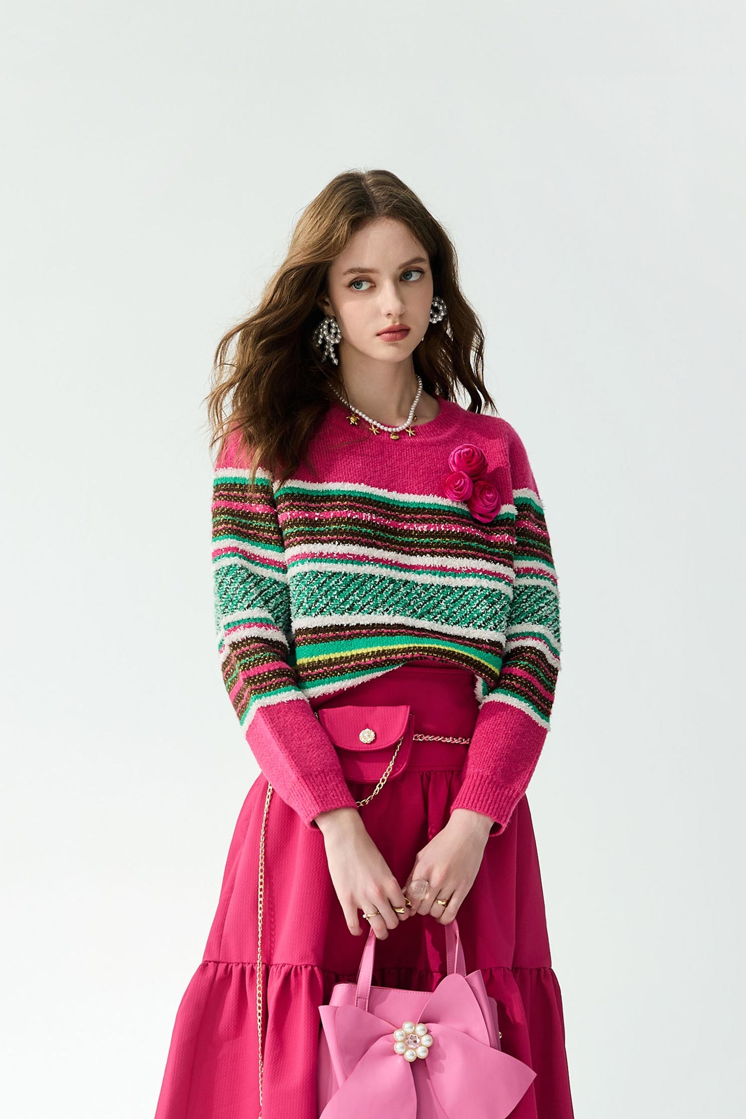 玫瑰可露麗採條針織玫瑰可露麗採條針織,上衣,春夏穿搭,針織,針織衫